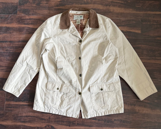 Vintage L.L. Bean Light Tan Corduroy Collar Chore Overcoat Jacket- XL