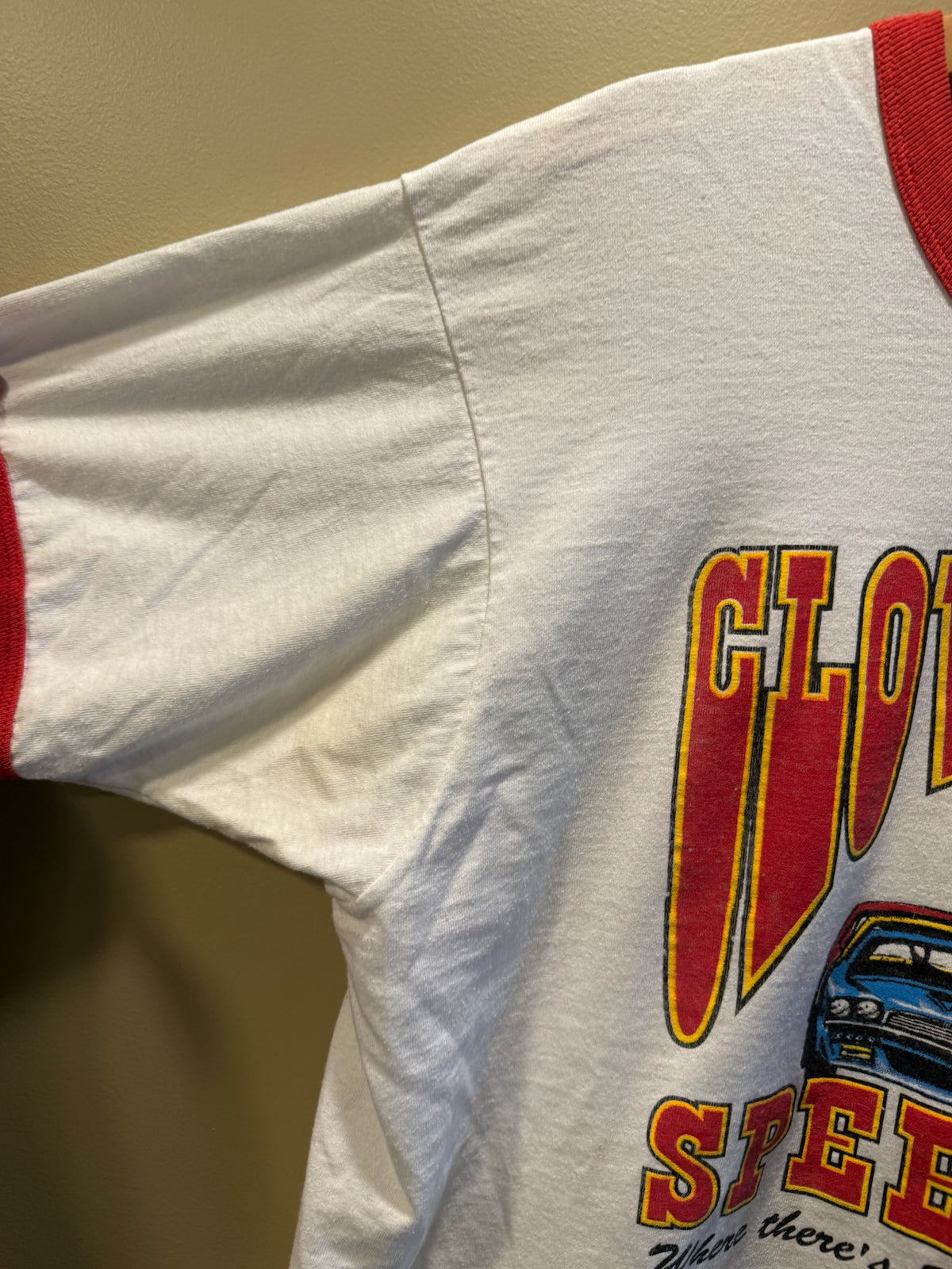 Vintage Cloverleaf Speedway Retro Ringer Tee T-Shirt - XL