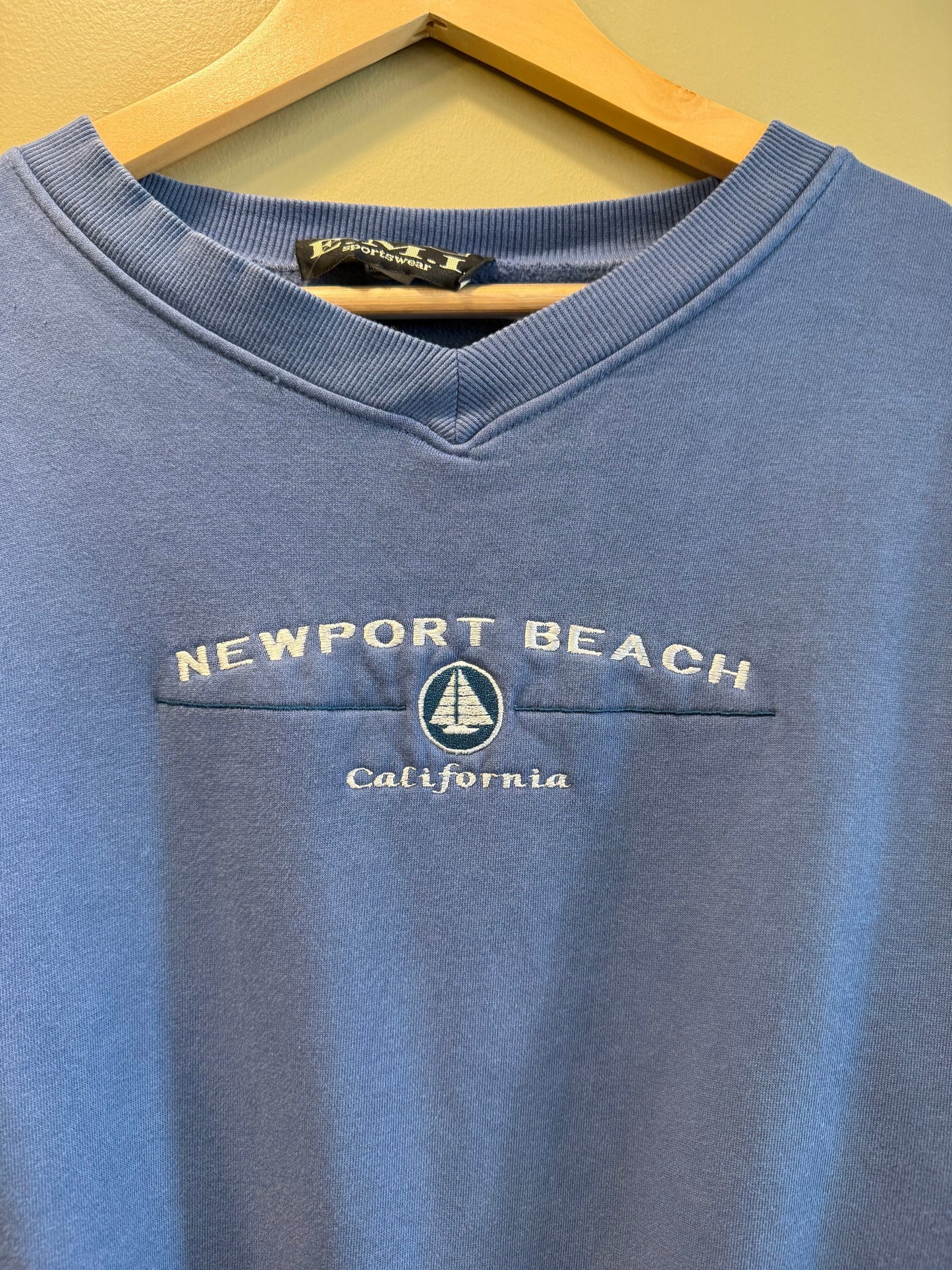 Vintage Newport Beach California Blue Crewneck Sweatshirt- XL