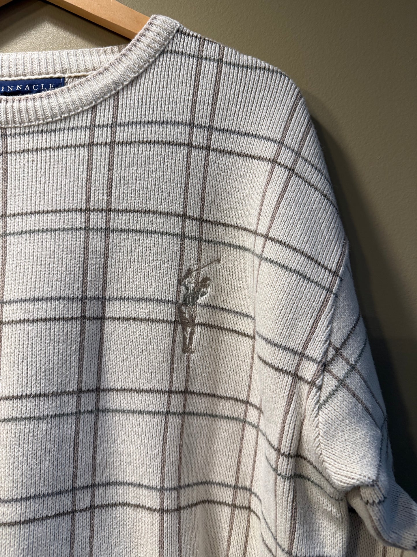 Vintage Checkered White Golf Sweater- L