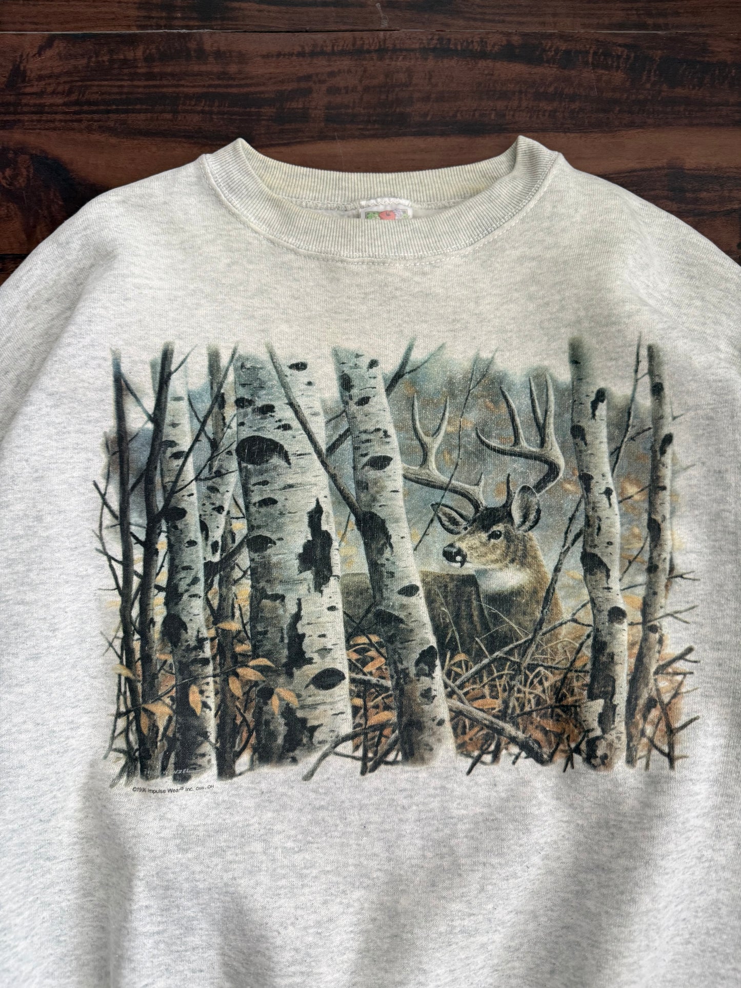 Vintage White Tail Deer Nature Crewneck Sweatshirt- L