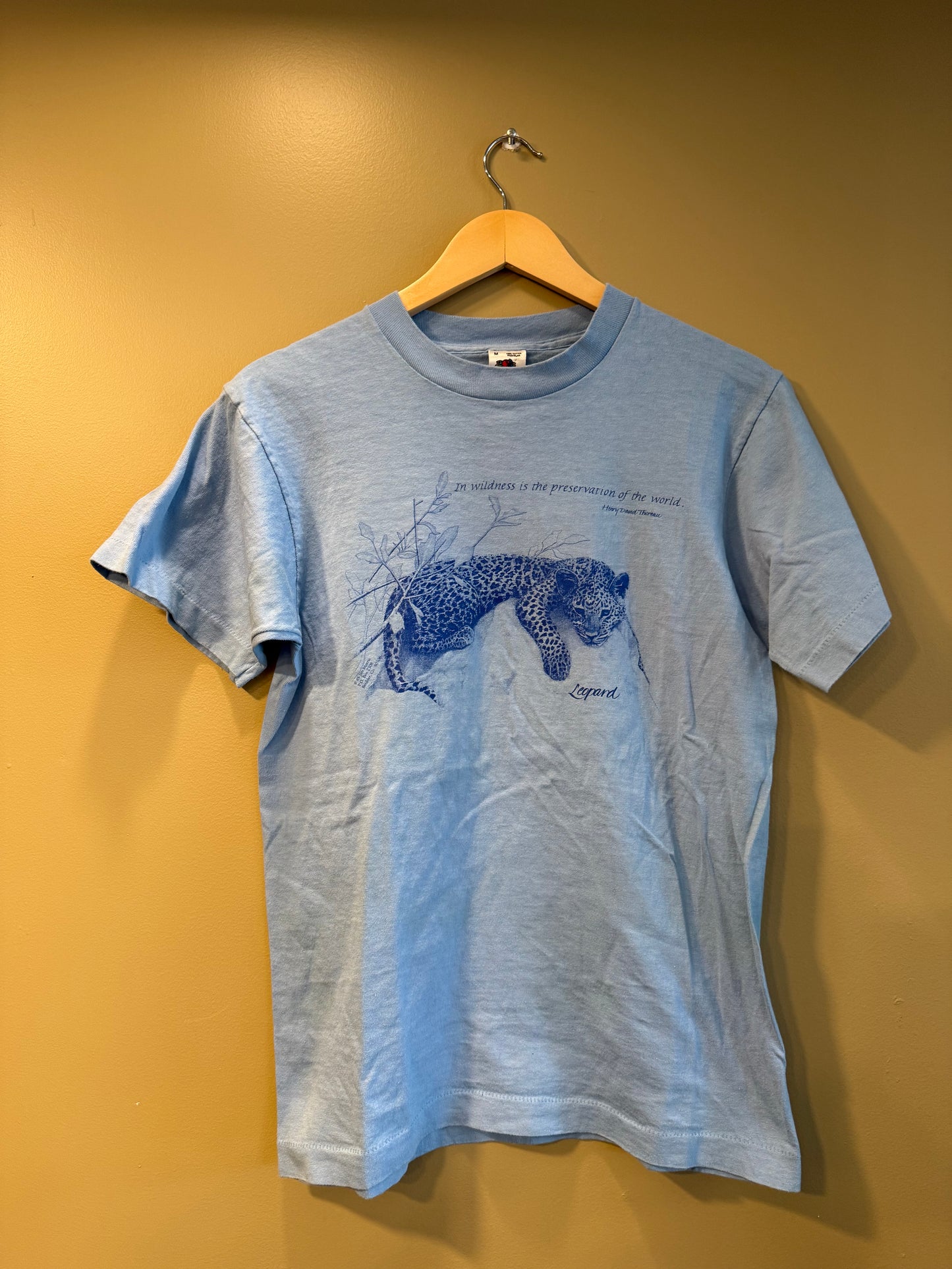 Vintage Blue Leopard Nature T-Shirt- M