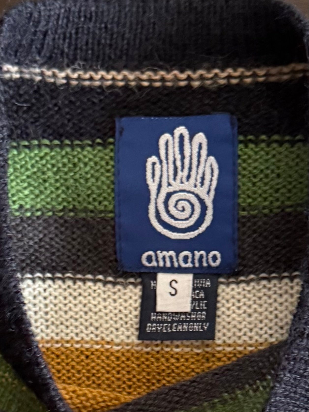 Vintage Amano Rainbow Striped Alpaca Wool Sleeved Dress- S