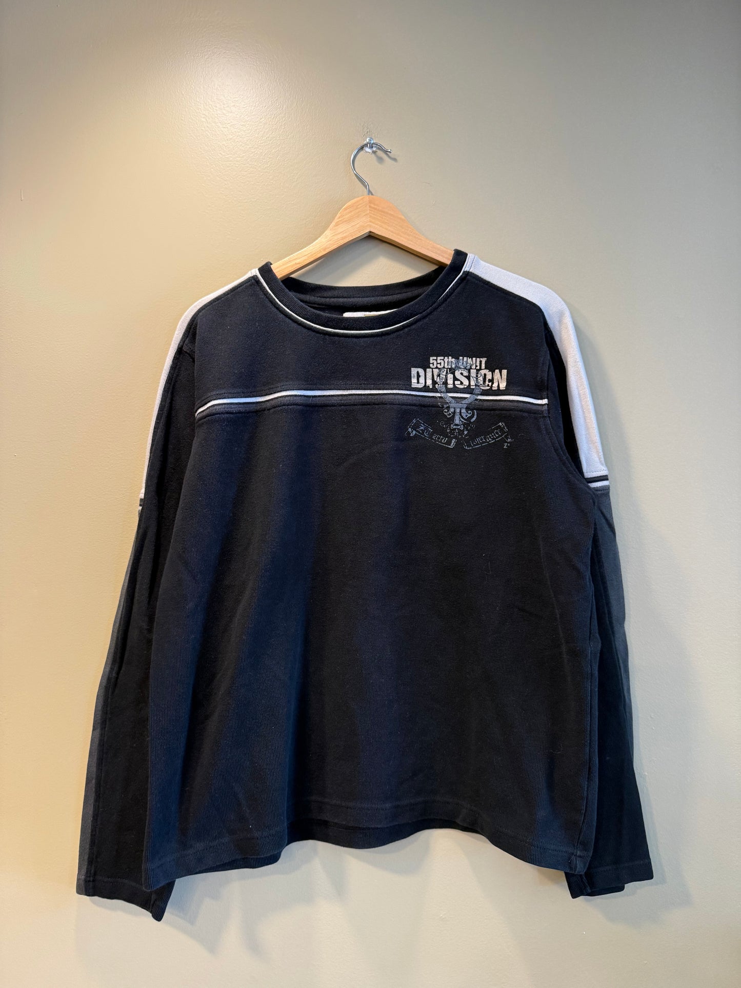 Vintage Y2K 55th Unit Division Black Long Sleeve T-Shirt- L