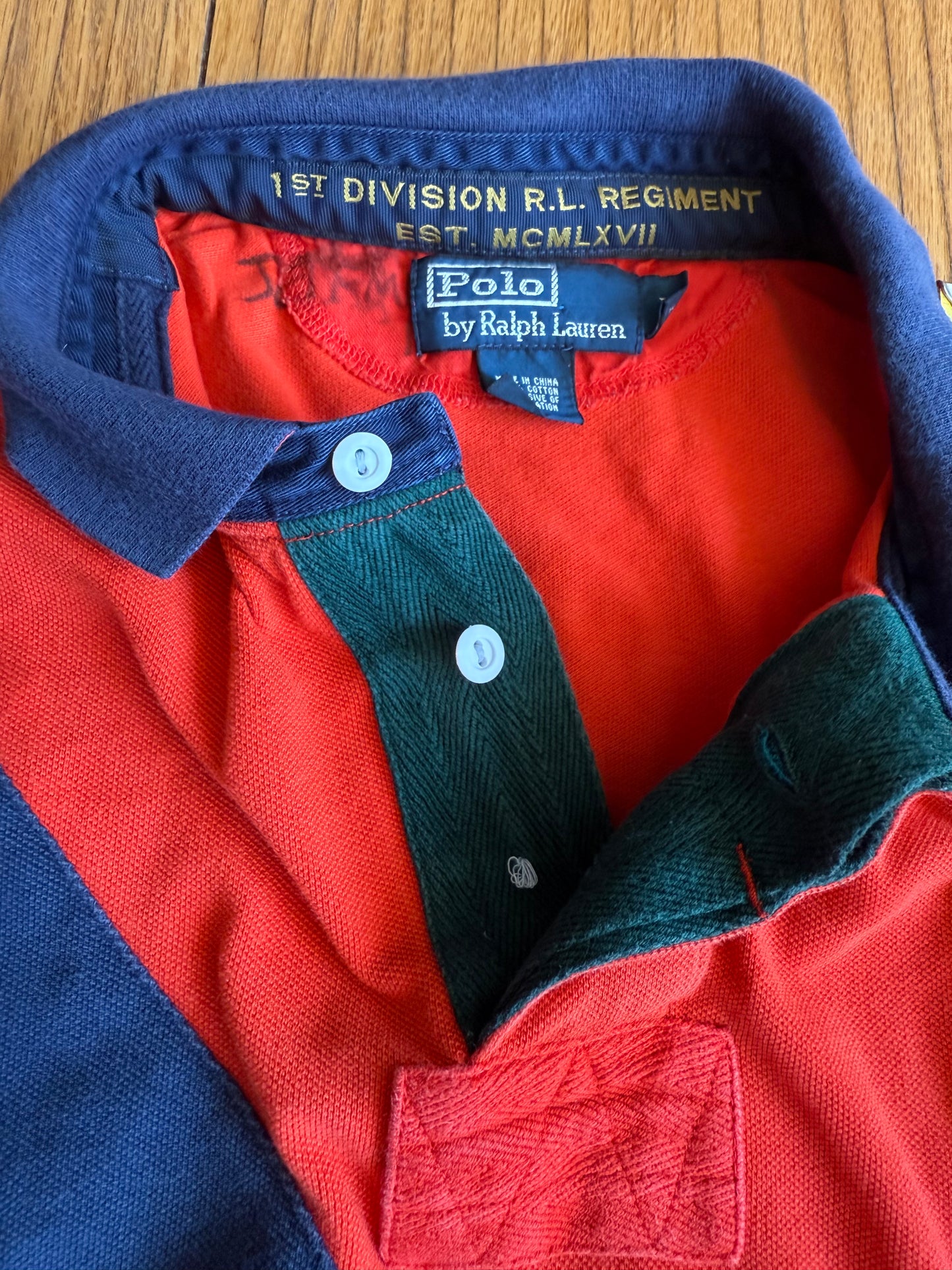 Vintage Polo Ralph Lauren 1st Division R.L. Regiment Big Pony Polo Shirt- L