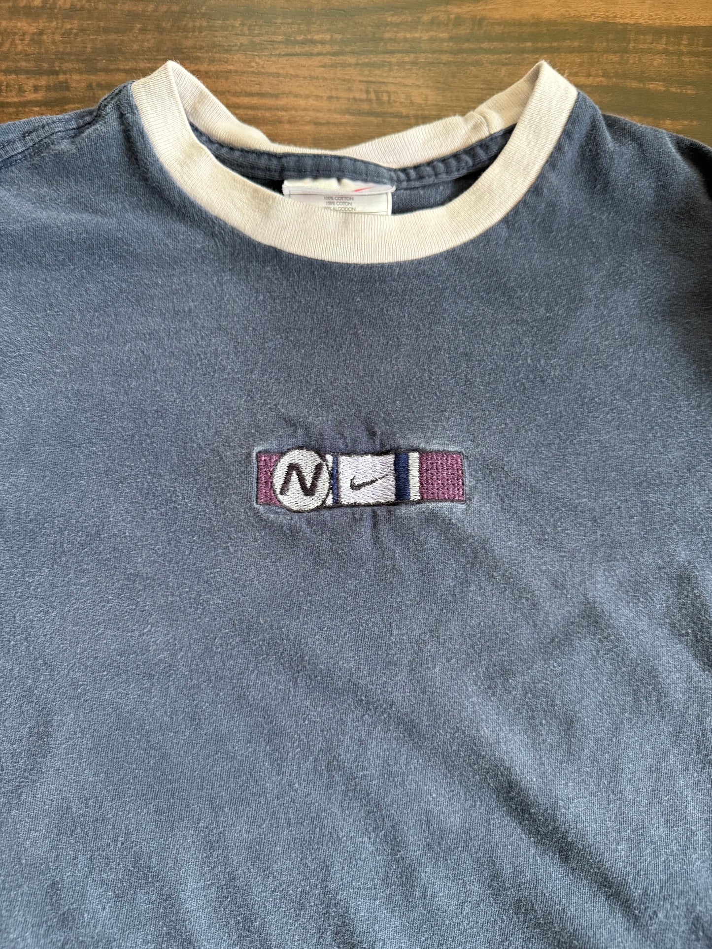 Vintage Nike Long Sleeve Blue & Purple Embroidered T-Shirt- S