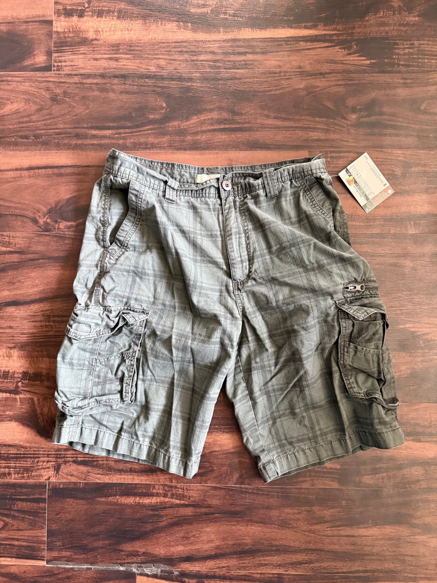 Vintage Y2K Route 66 Plaid Dark Green Shorts- 34