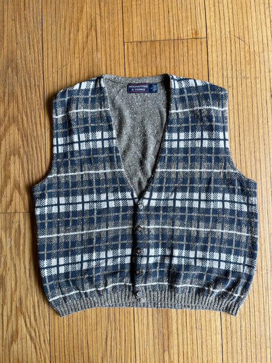 Vintage Patterned Sweater Vest- L