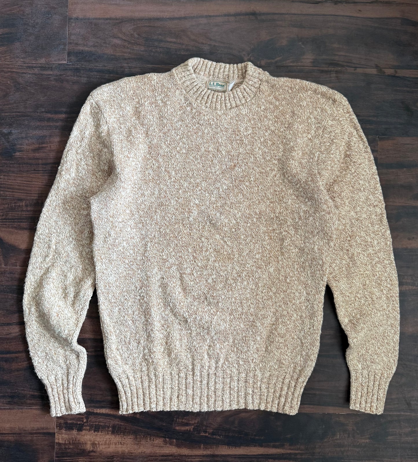 Vintage L.L. Bean Neutral Cotton Wool Blend Sweater- L