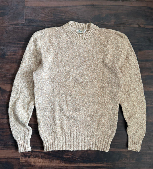 Vintage L.L. Bean Neutral Cotton Wool Blend Sweater- L