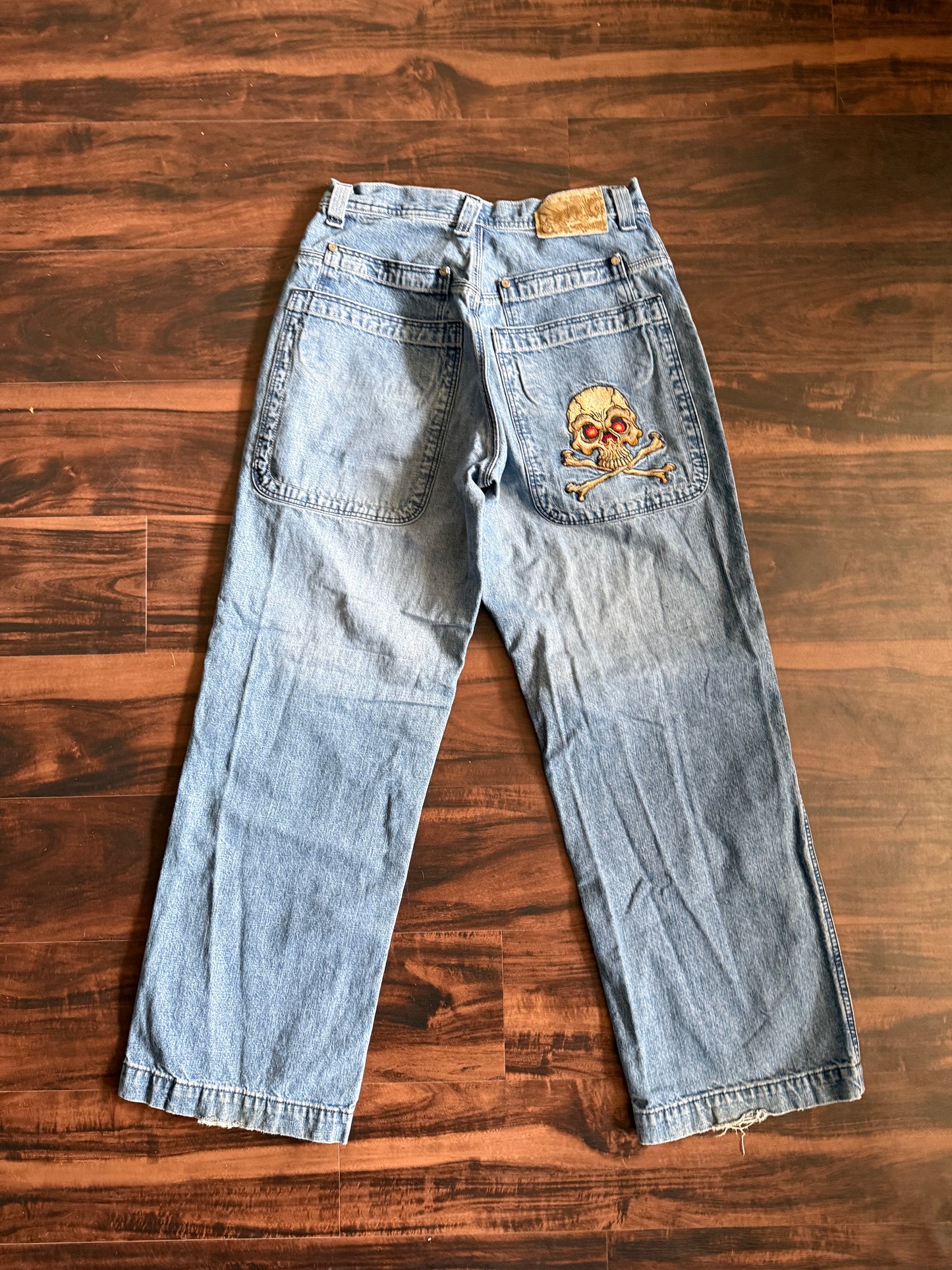 Vintage Y2K JNCO Baggy Streetwear Skull Denim Jeans- 30x32