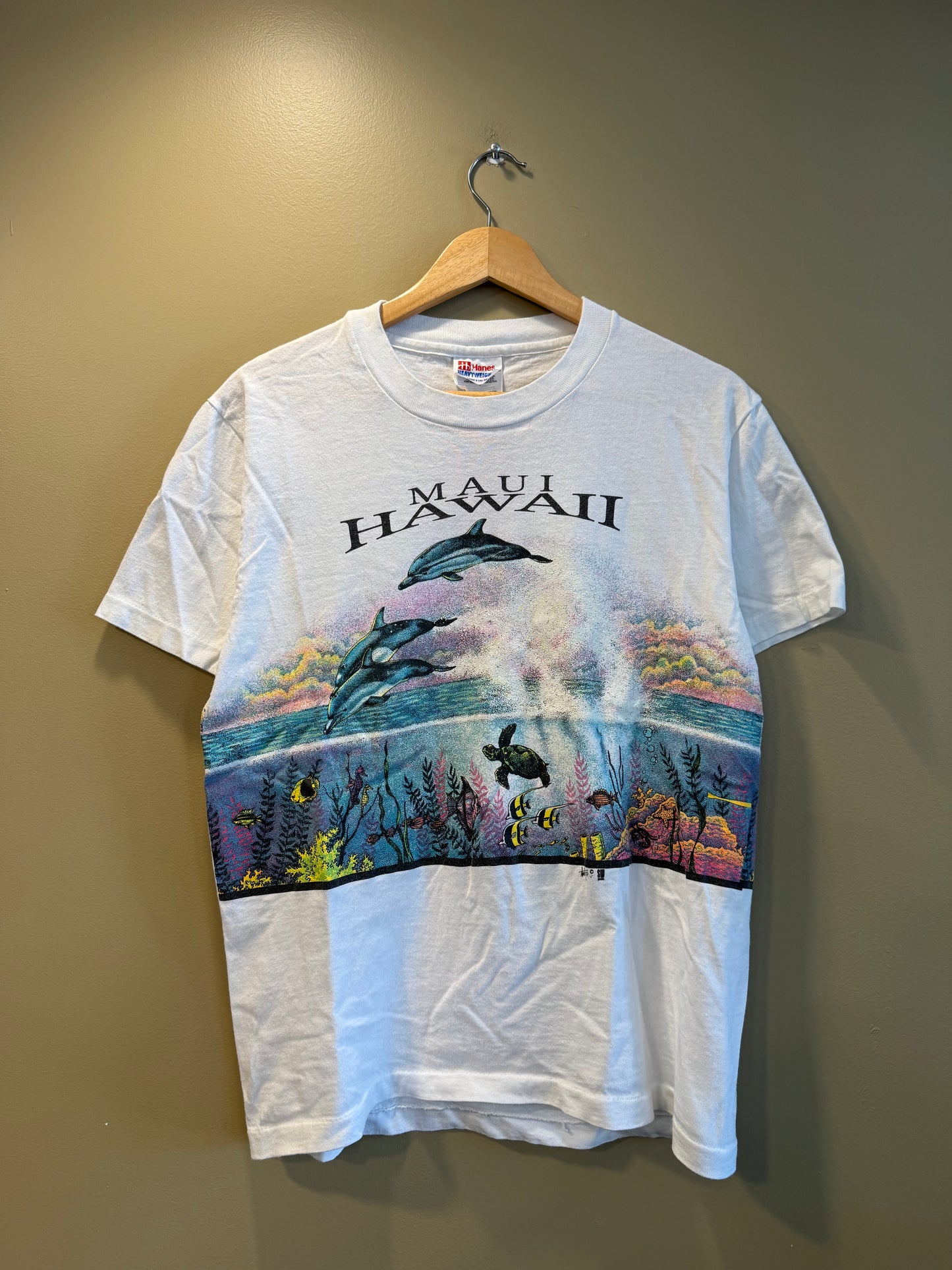 Vintage Maui Hawaii Dolphins & Sea Life Nature T-Shirt- M