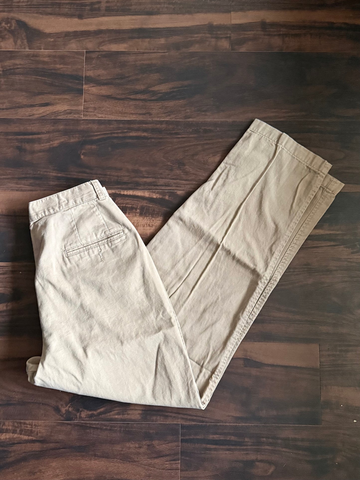 Vintage L.L. Bean Tan Pleated Khaki Trousers- 27x30