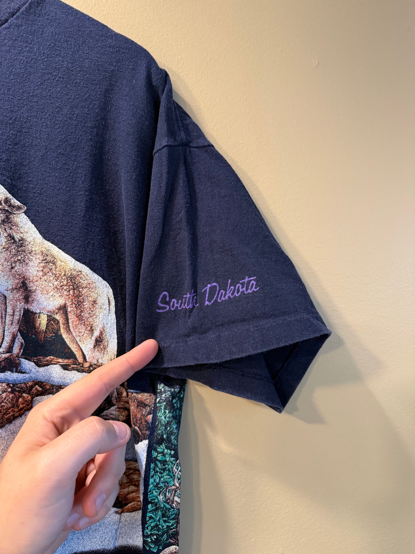 Vintage Wolves All Over Print Nature T-Shirt- L