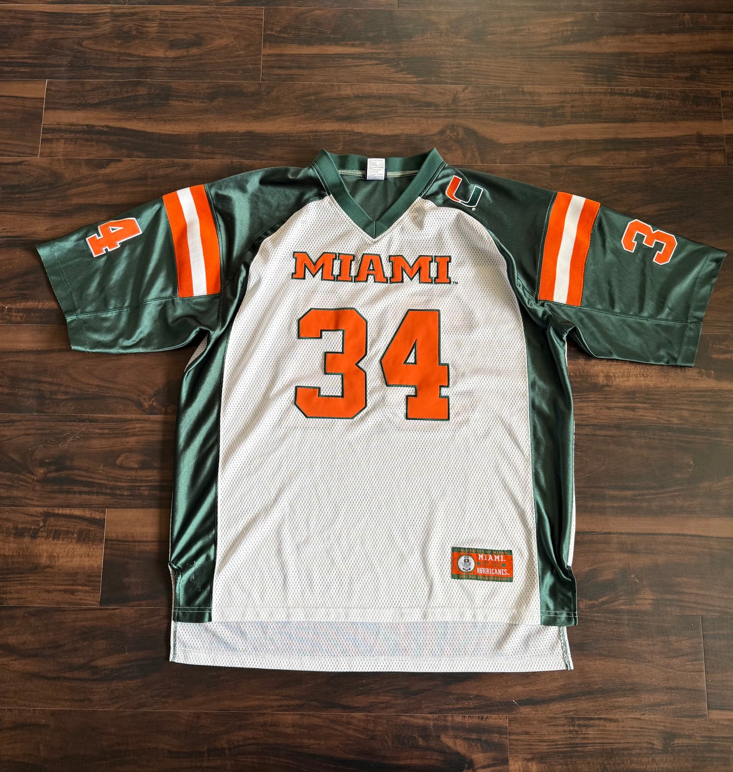 Vintage Y2K University of Miami Hurricanes Fooball Jersey- XL