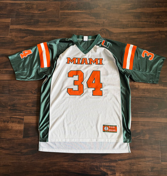 Vintage Y2K University of Miami Hurricanes Fooball Jersey- XL