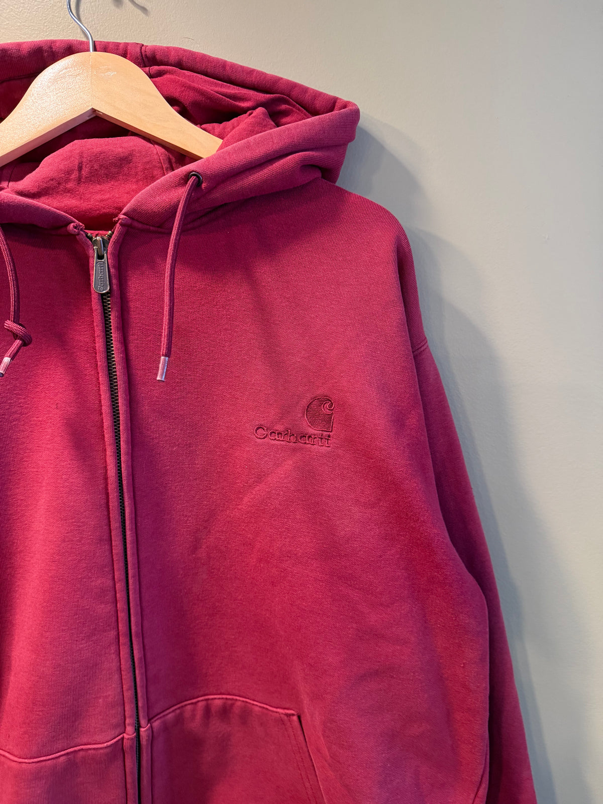 Vintage Carhartt Heavyweight Red Zip-Up Hoodie Sweatshirt- L