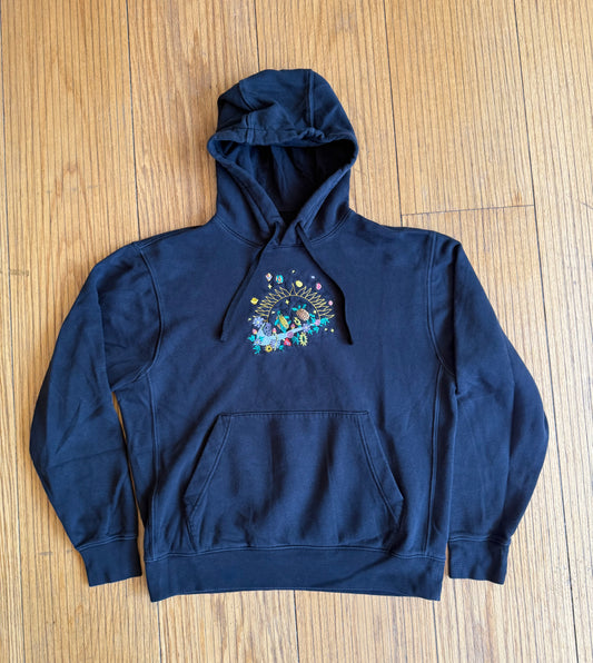 Nike Custom Embroidered Nature Big Swoosh Black Hoodie Sweatshirt- M