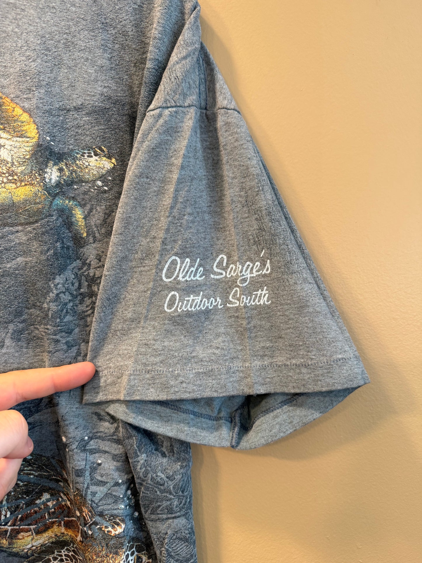 Vintage Sea Turtles All Over Print T-Shirt- XL