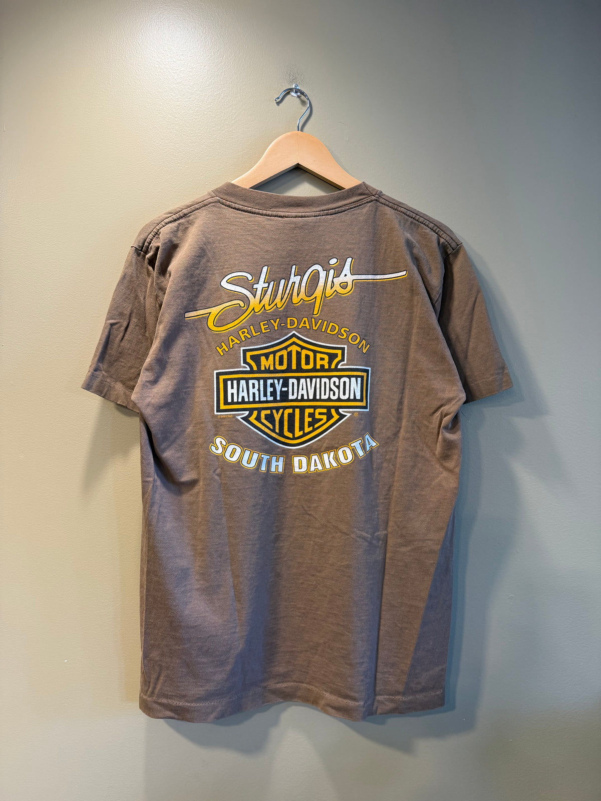 Vintage Harley Davidson Sturgis Gambling Brown T-Shirt- M