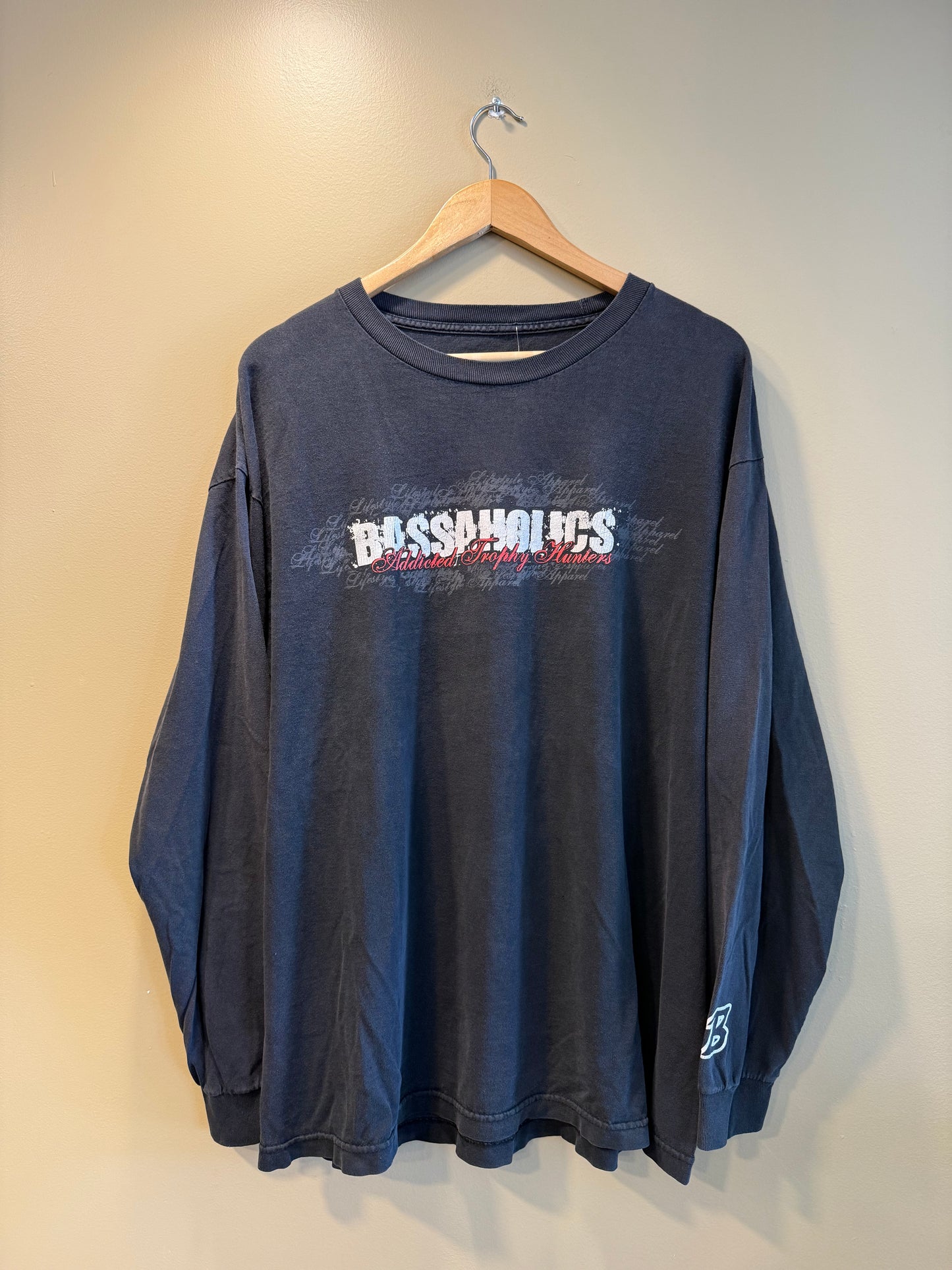Vintage Bass-aholics Long Sleeve Black T-Shirt- XL