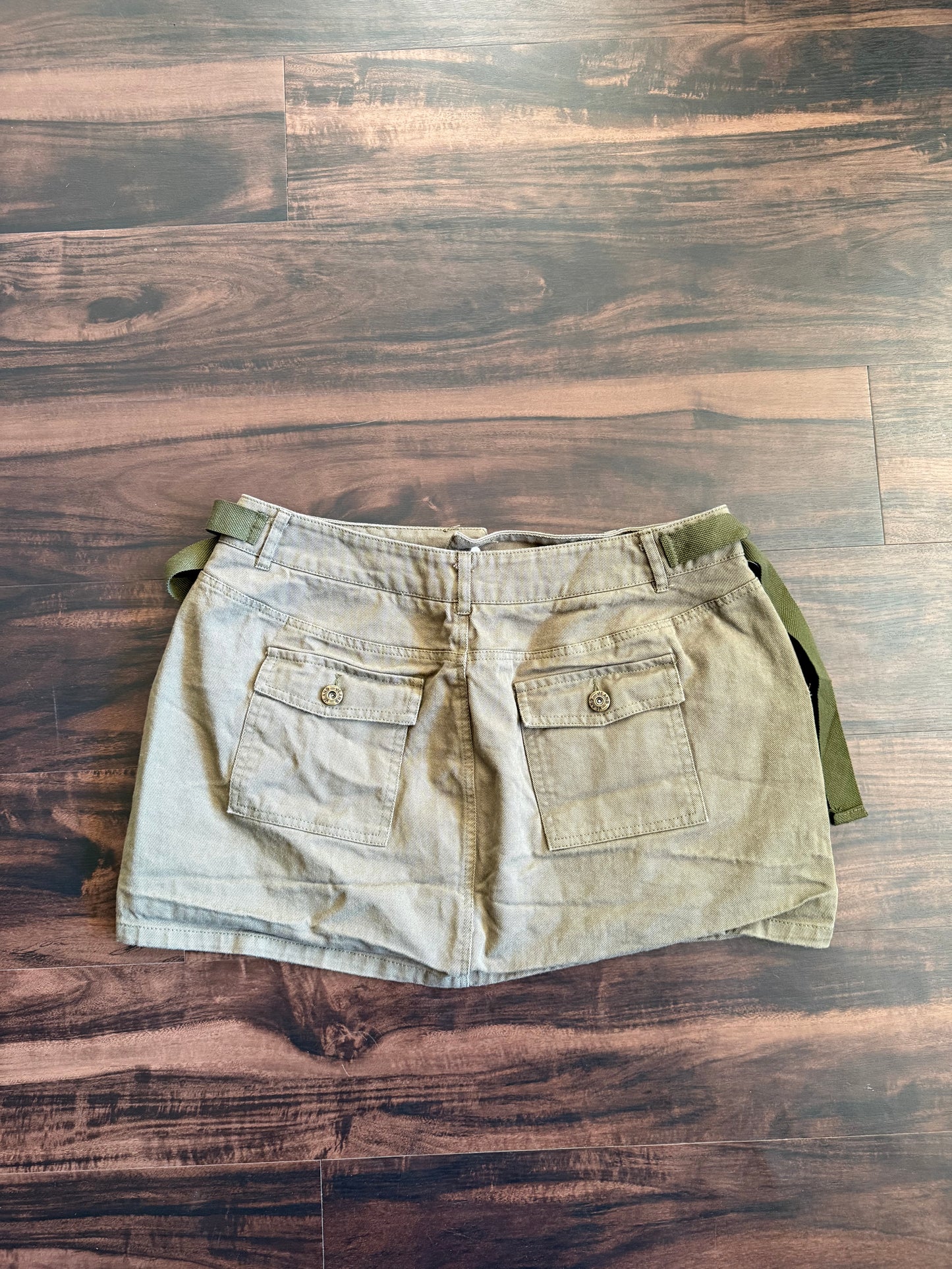 Vintage Y2K Green Military Canvas Skirt- 32
