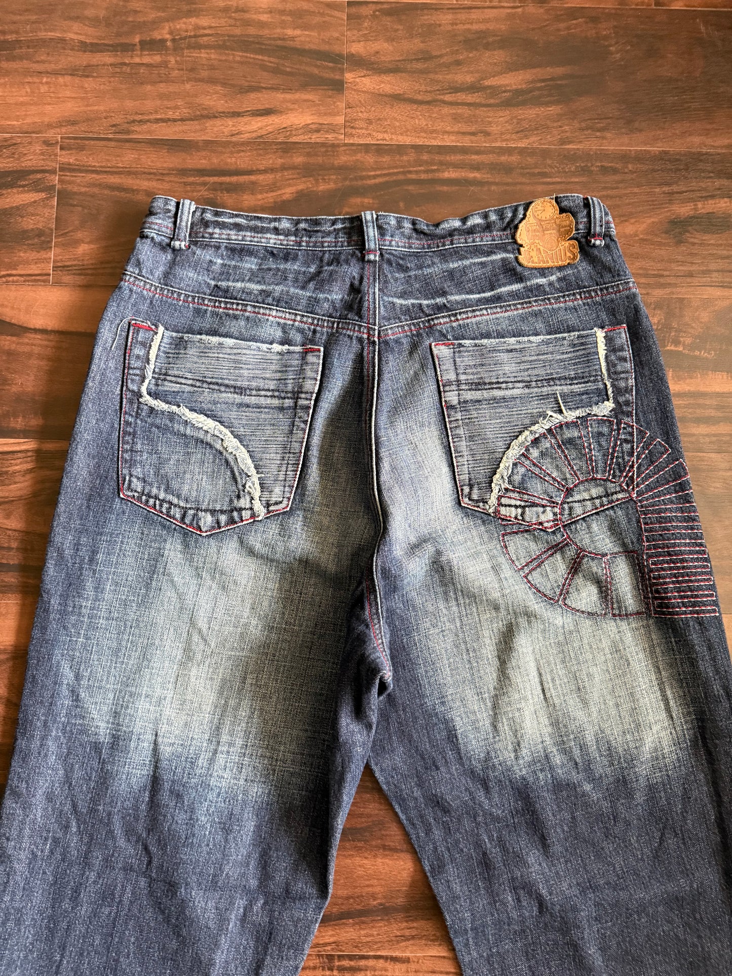 Vintage Y2K Akademiks Dark Wash Big Logo Denim Jeans- 36x35