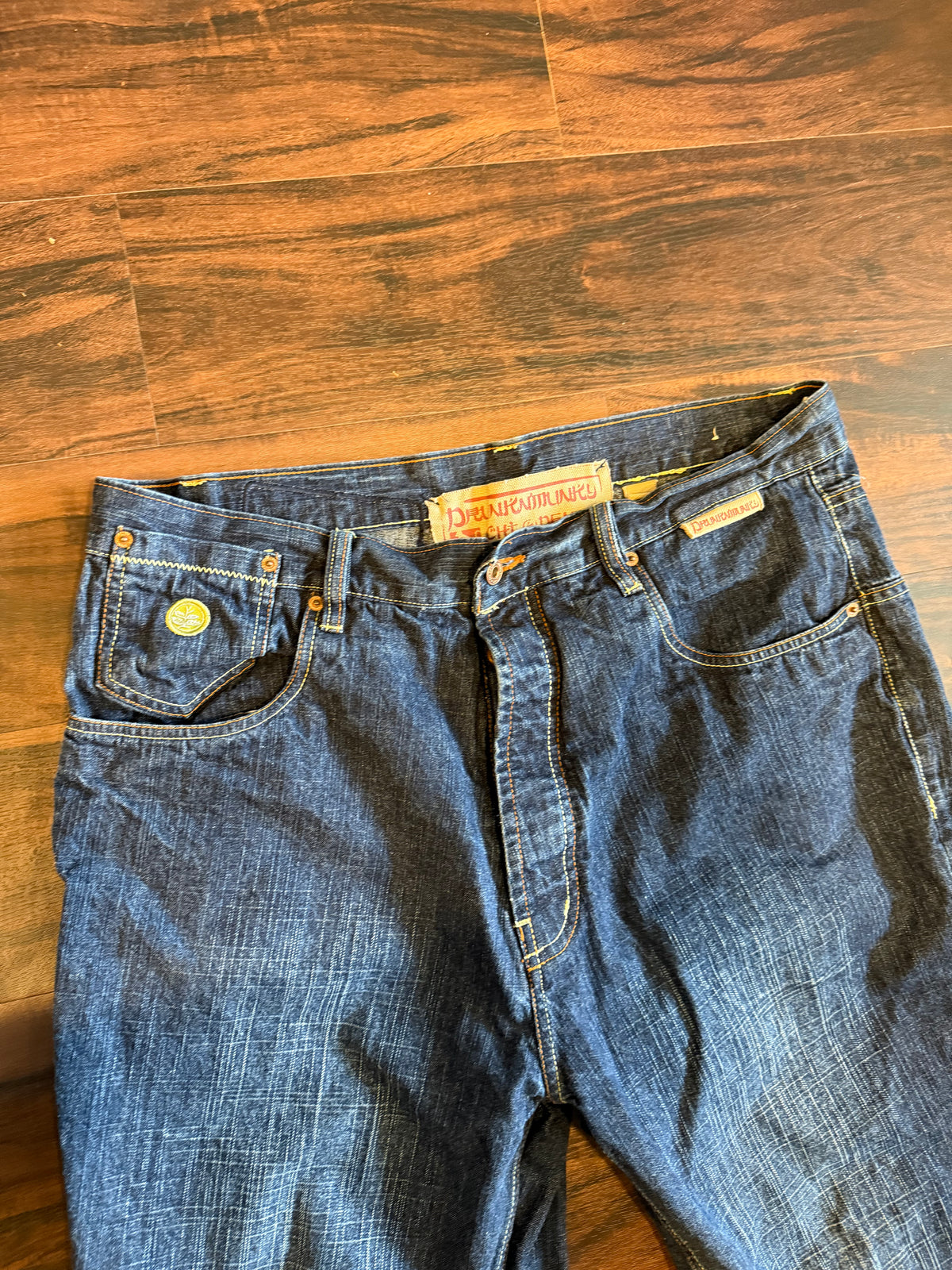 Vintage Drunkn Munkey Dark Wash Streetwear Baggy Jeans- 38x34