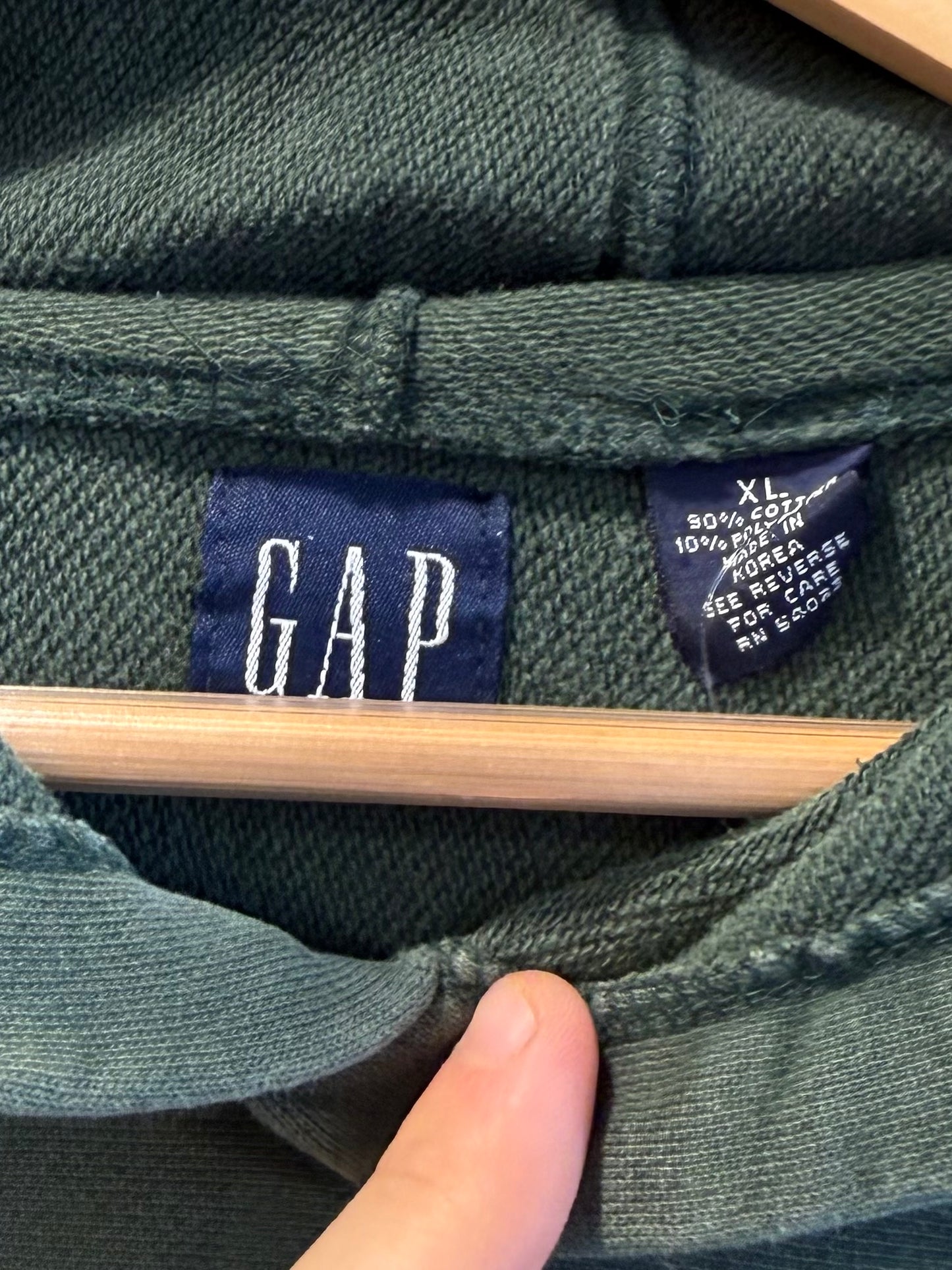 Vintage Gap Green Spell Out Hoodie Sweatshirt- XL