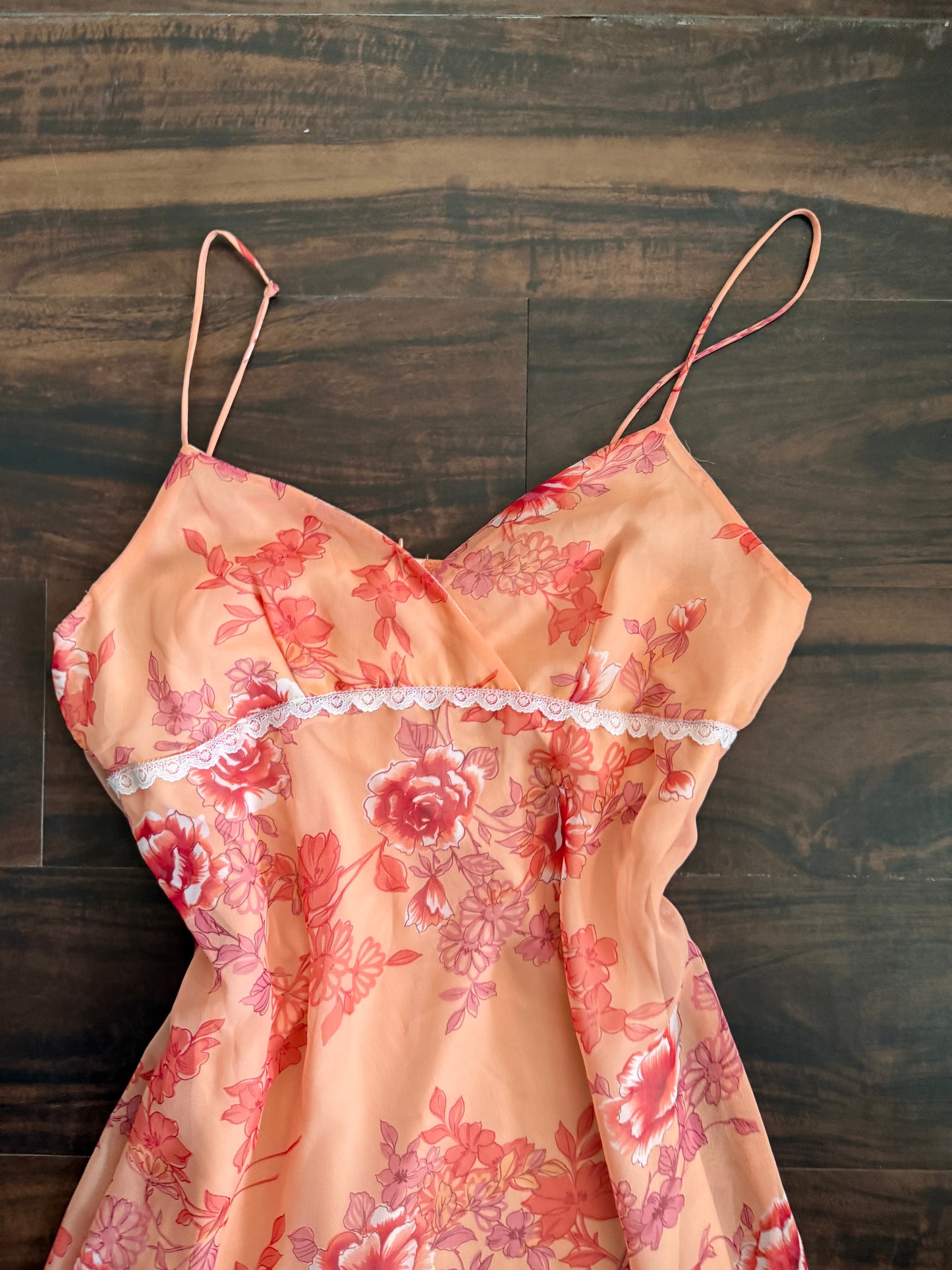 Vintage Wet Seal Peach Floral Slip Dress- M