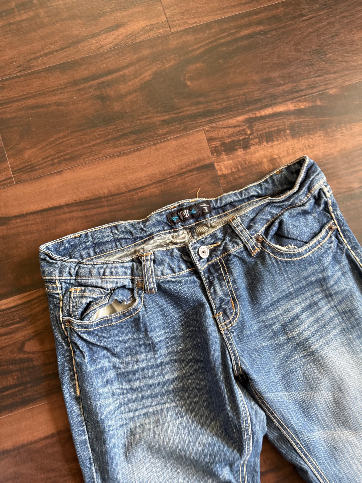 Vintage Y2K Royal Blue Flared Denim Jeans- 32x40
