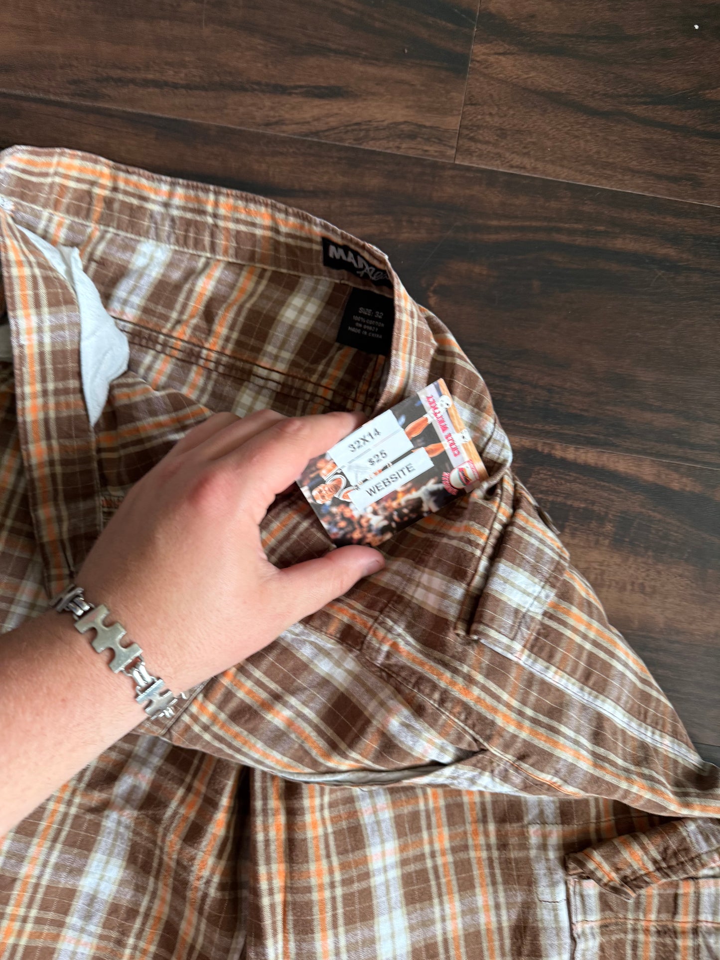 Vintage Y2K Man Alive Long & Baggy Checkered Cargo Shorts- 32