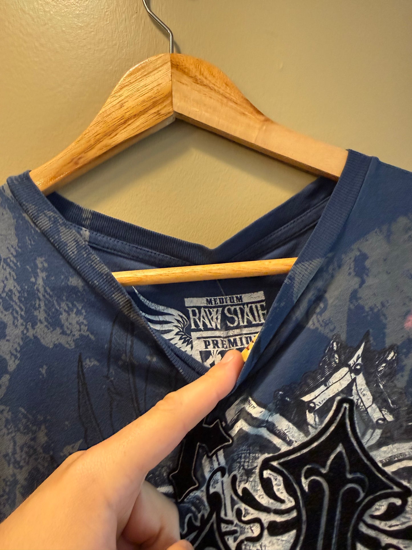 Vintage Y2K Raw Skate Salvation Blue Cross T-Shirt- M