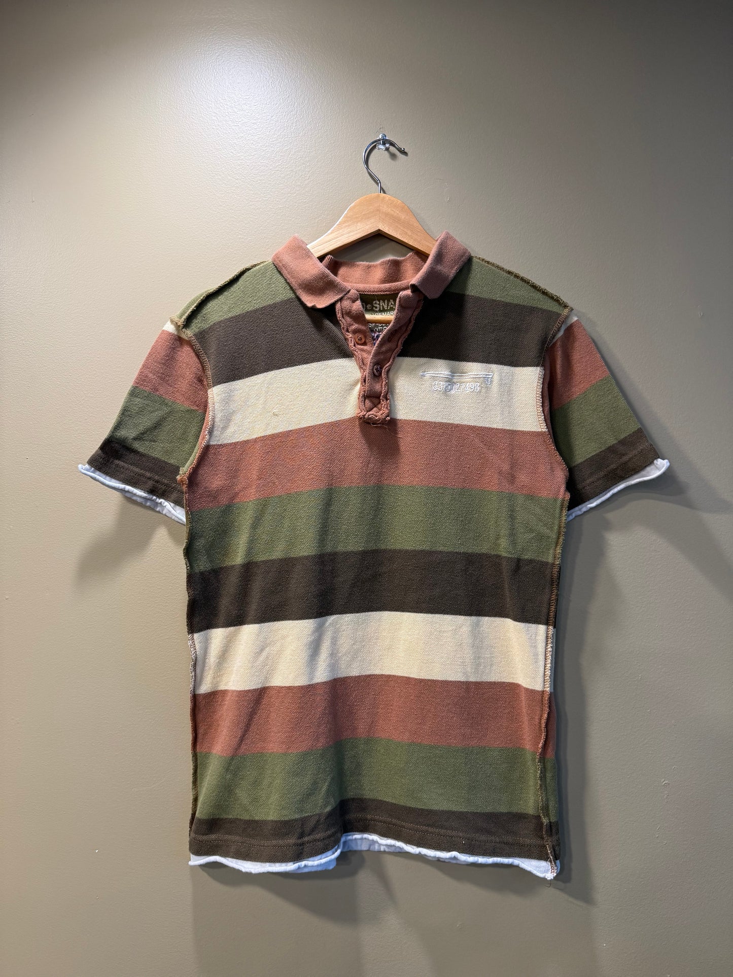Vintage Y2K Luke’s Surfboards Striped Polo Shirt- M