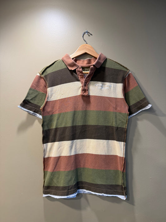 Vintage Y2K Luke’s Surfboards Striped Polo Shirt- M