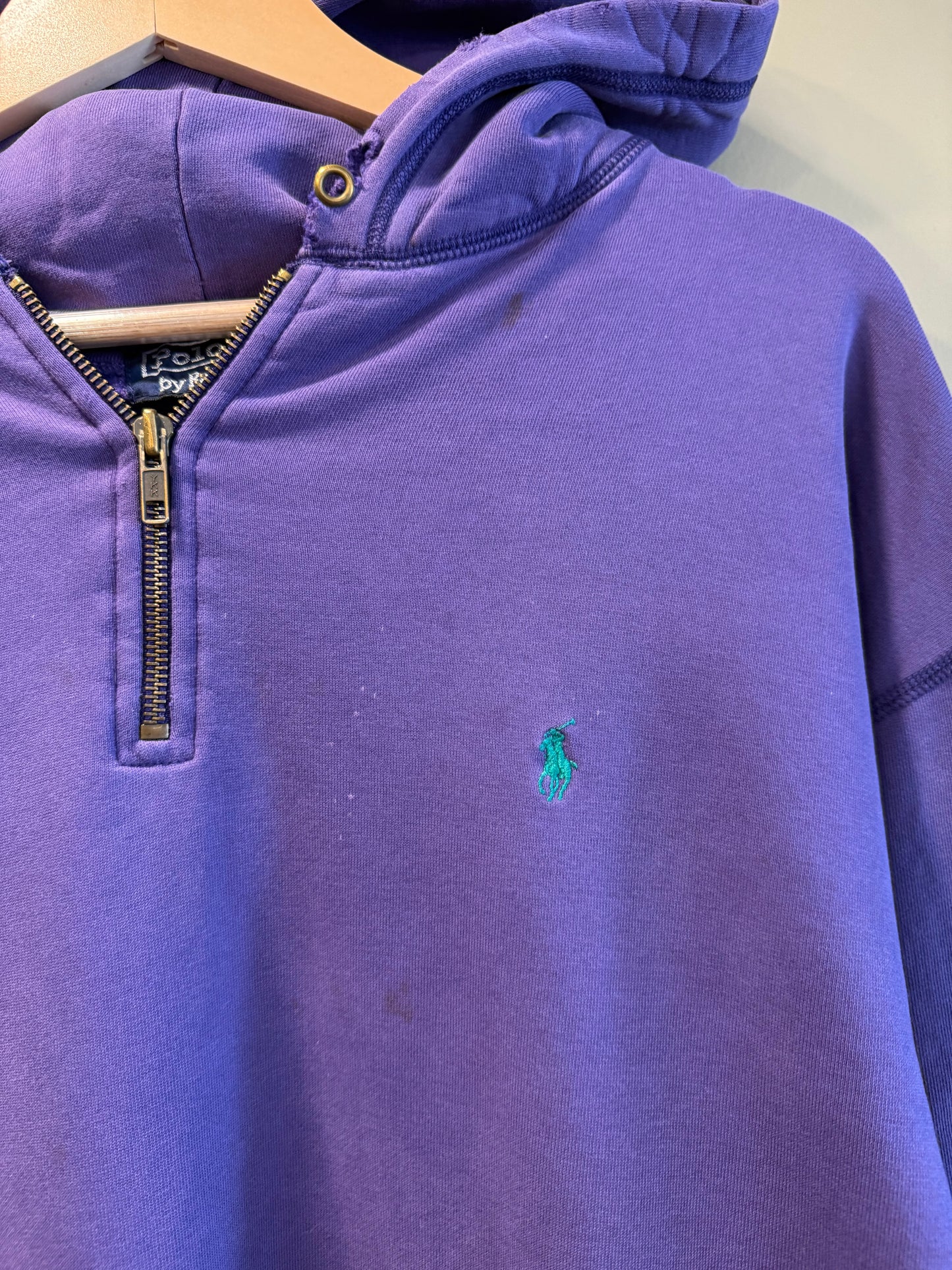 Vintage Polo Ralph Lauren Purple Quarter-Zip Hoodie Sweatshirt- XL/XXL