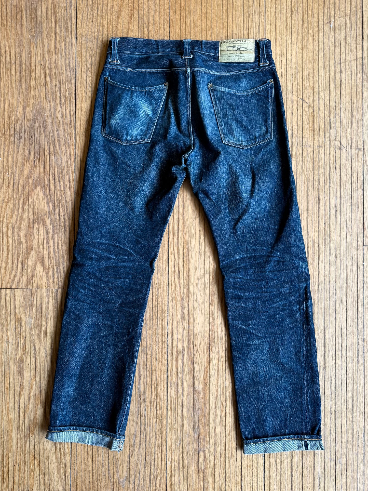 Vintage Stevenson Overall Co. Japanese Selvedge Denim Dark Wash Button Fly Blue Jeans- 29x29