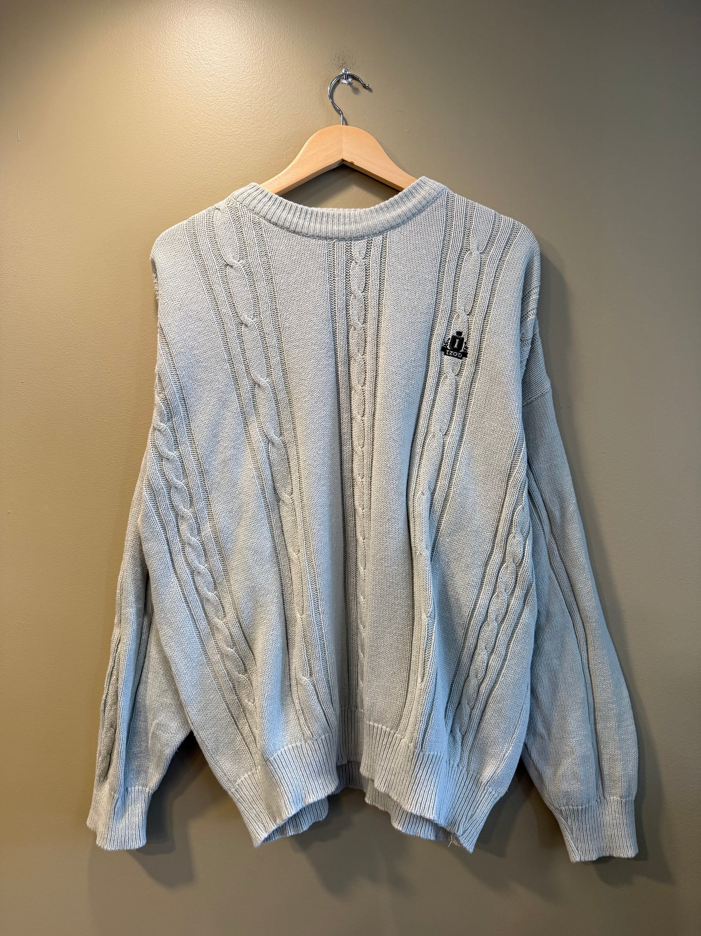 Vintage Izod White Cotton Cable Knit Sweater- L/XL