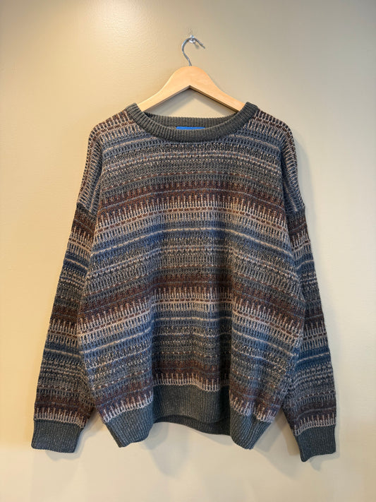 Vintage Towncraft Neutral Patterned Sweater- XL