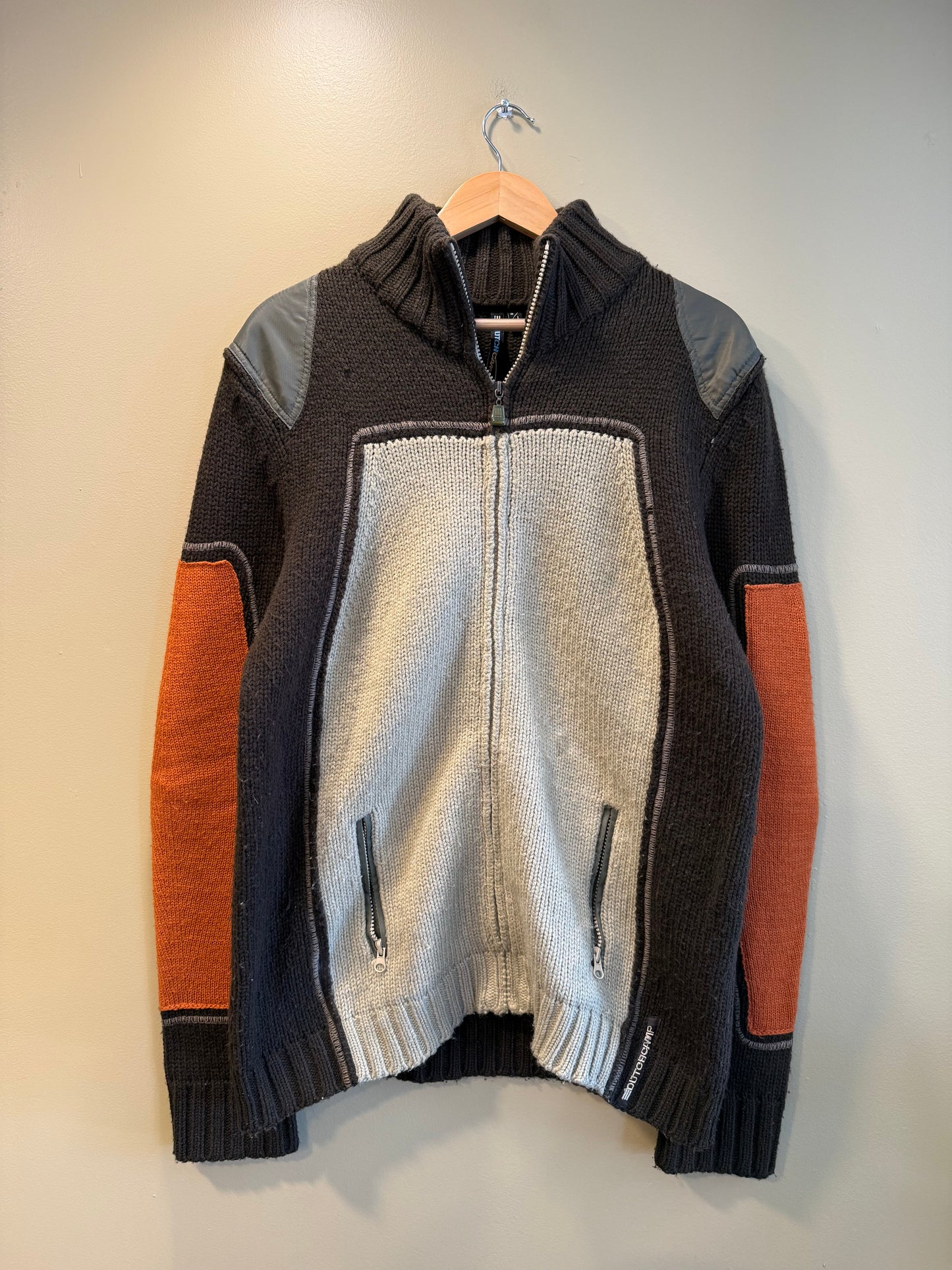 Vintage Brown & Orange Heavyweight Quarter-Zip Sweater- L
