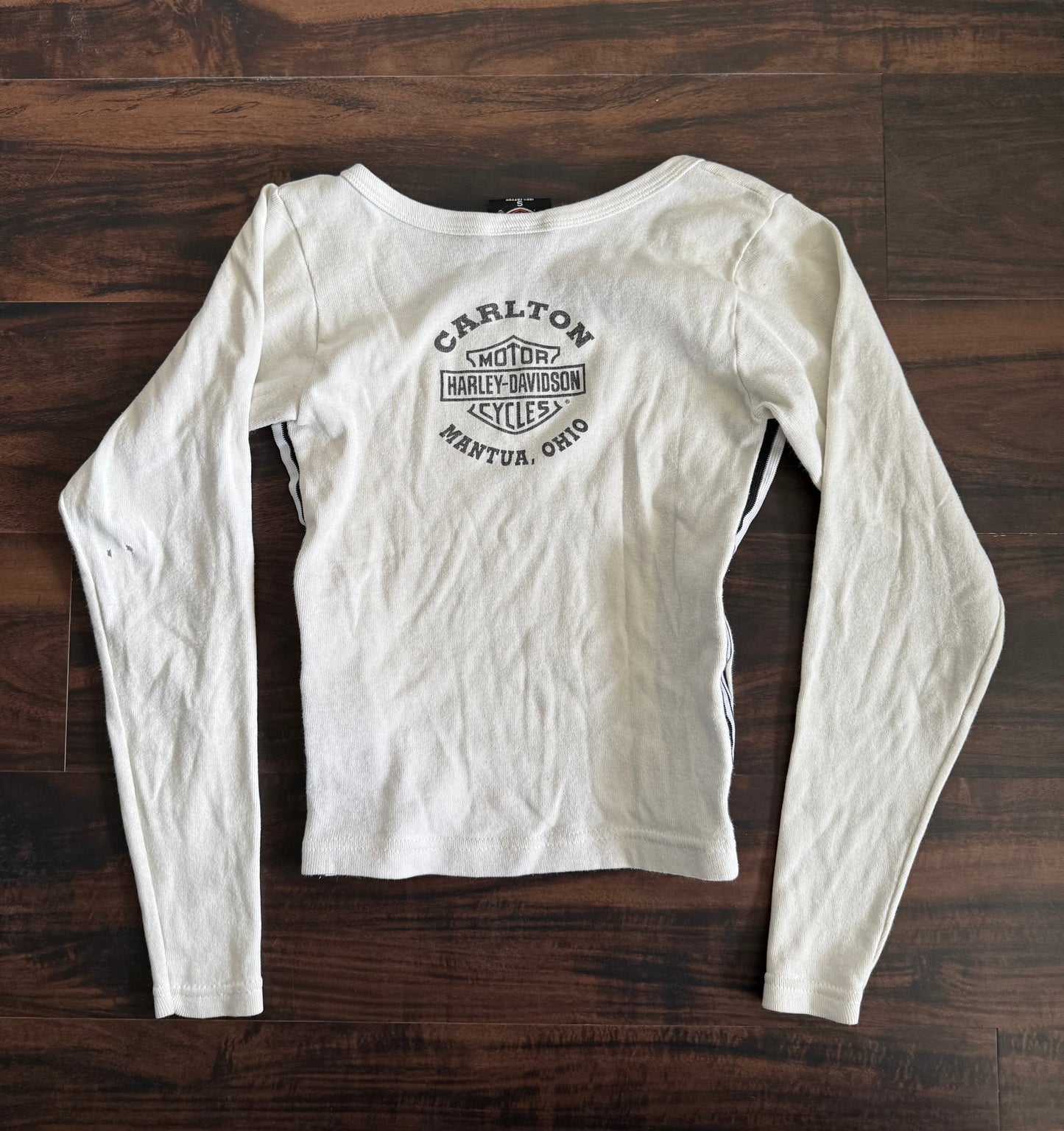 Vintage Harley Davidson Motorcycles White Longsleeve Racing T-Shirt- S