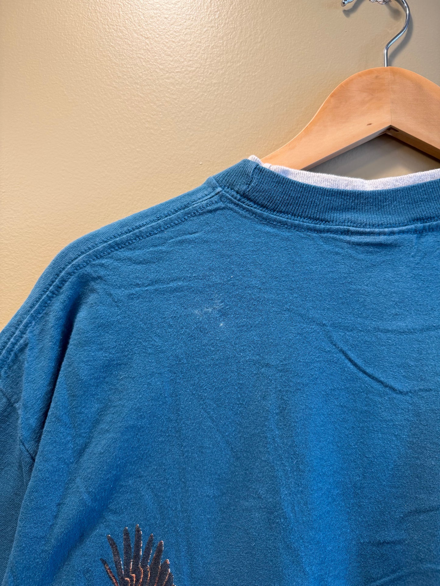 Vintage Bald Eagle Sitka Alaska Blue Wrap-Around Print T-Shirt- L