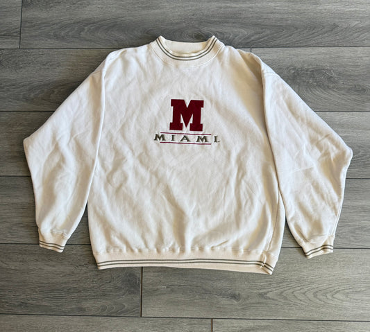 Vintage University of Miami Ohio White Crewneck Sweatshirt- XL