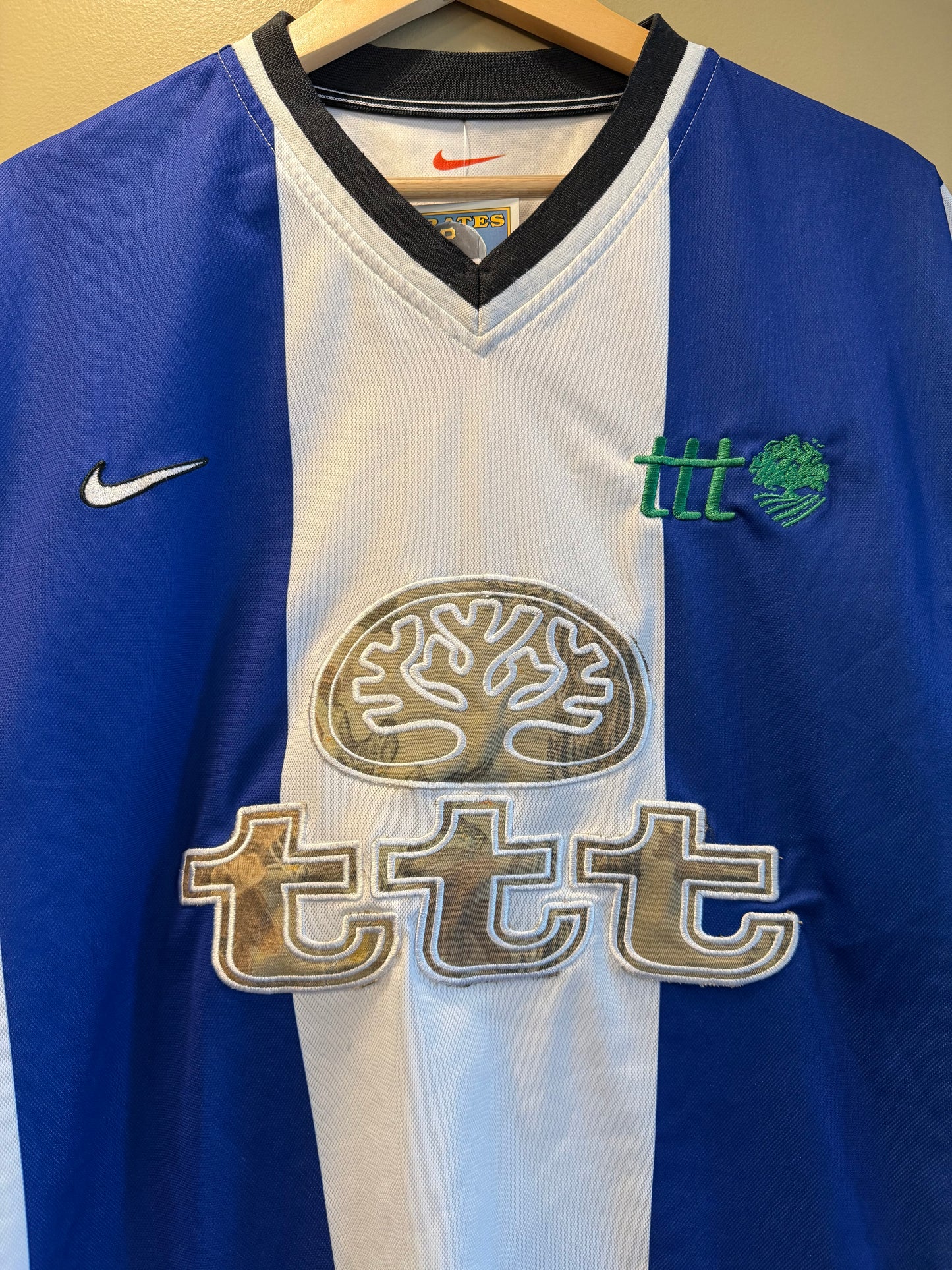TTT Nike Blue Striped Football Soccer Jersey- L