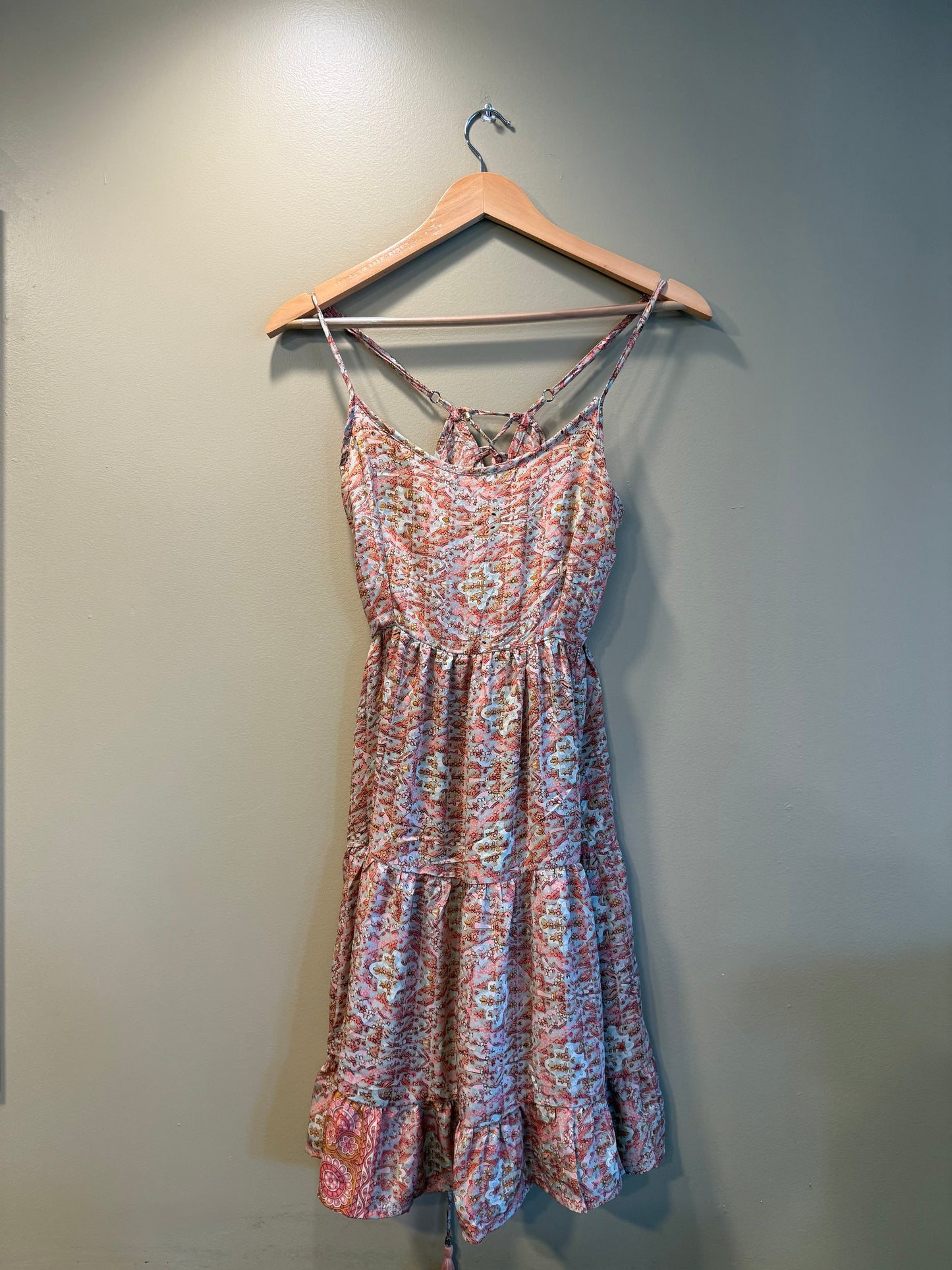 Vintage Pink Patterned Dress- S
