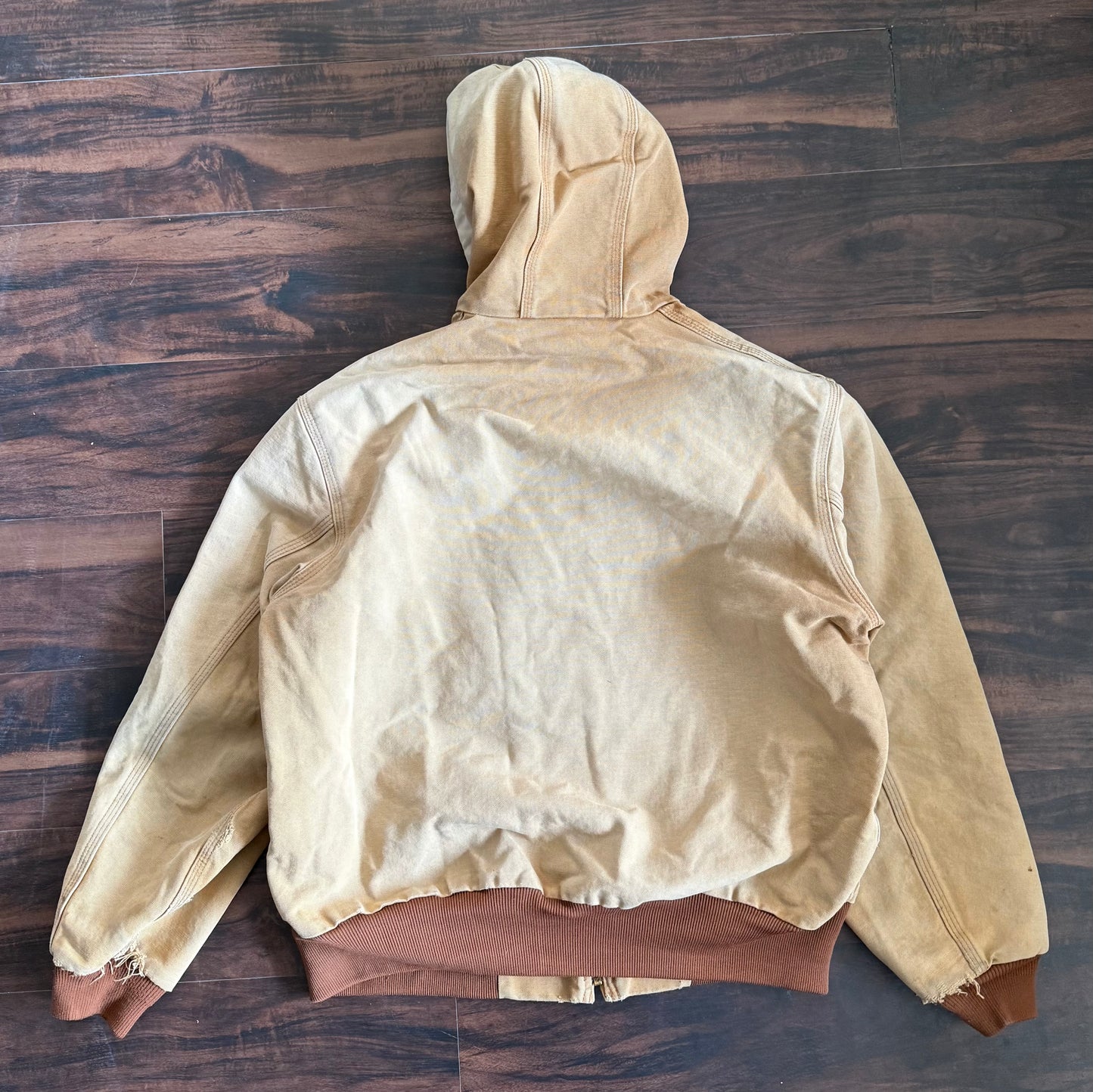 Vintage Carhartt Made In USA Hooded Tan Jacket- L