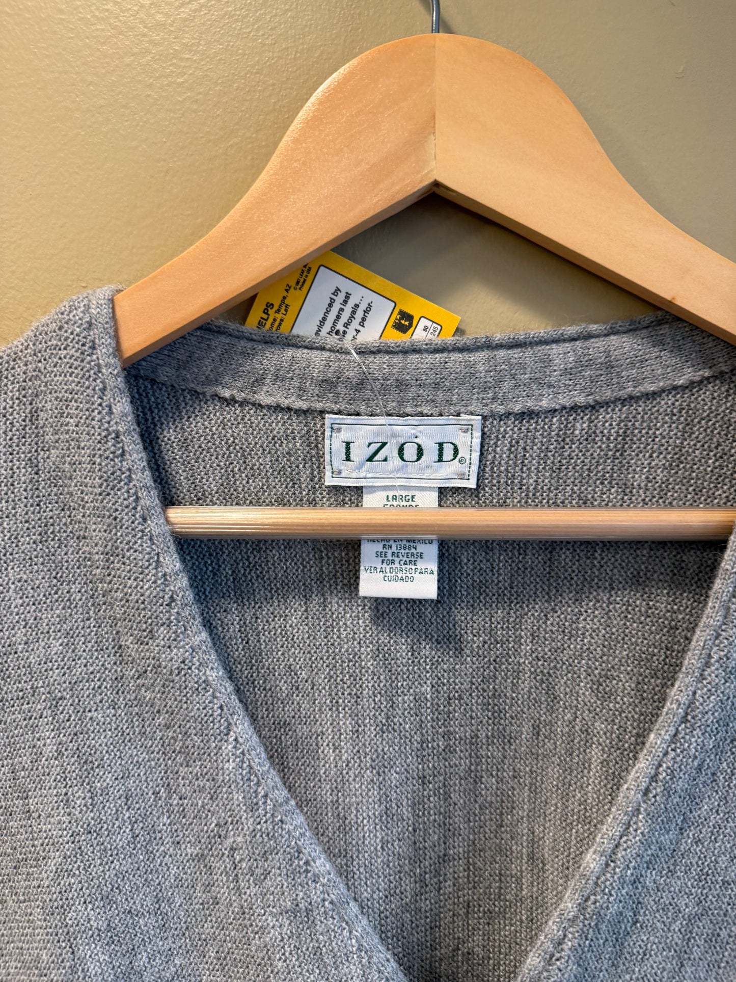 Vintage Izod Gray Cardigan Sweater- L