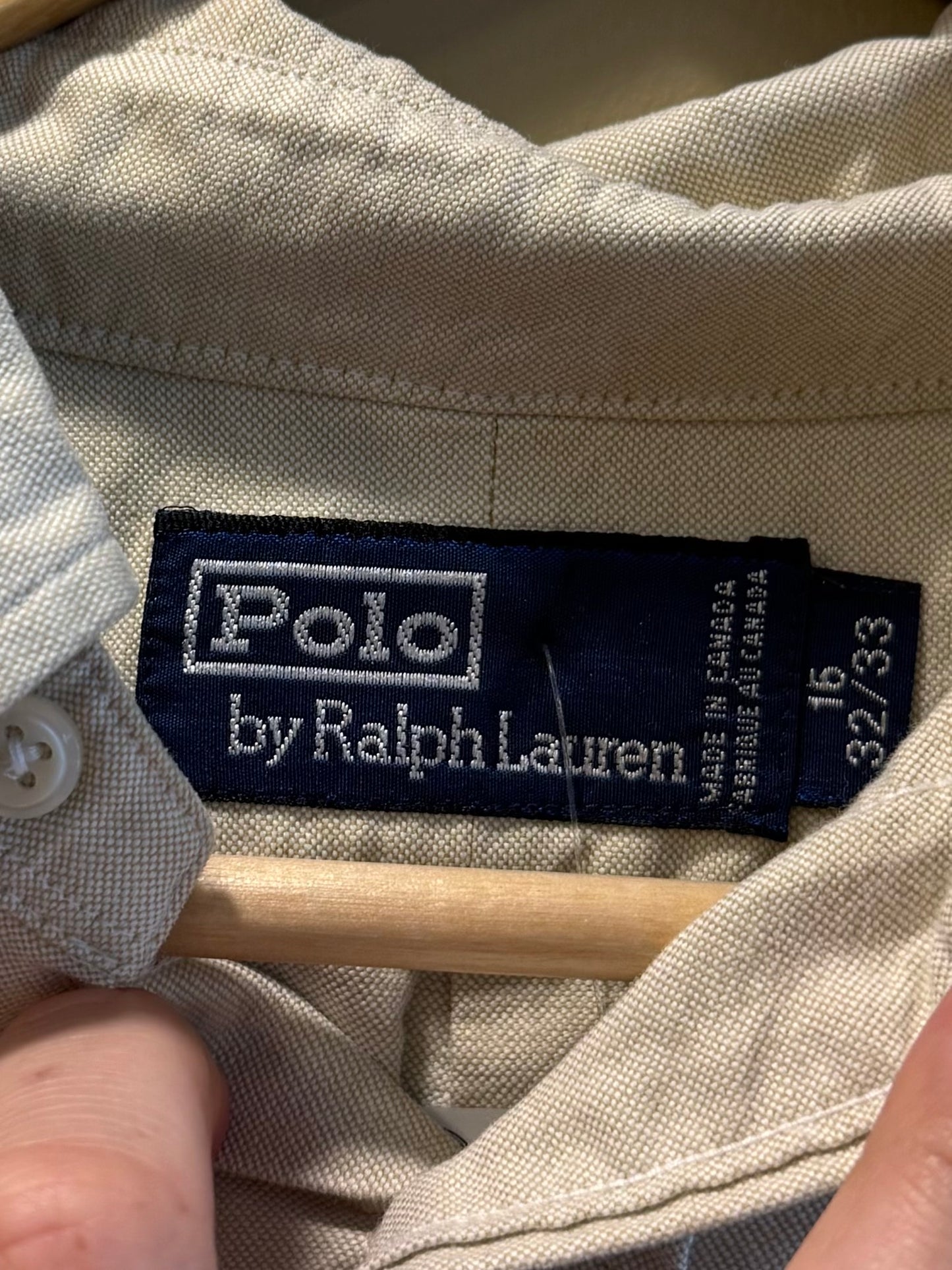 Vintage Polo Ralph Lauren Beige Button-Up Shirt- XL