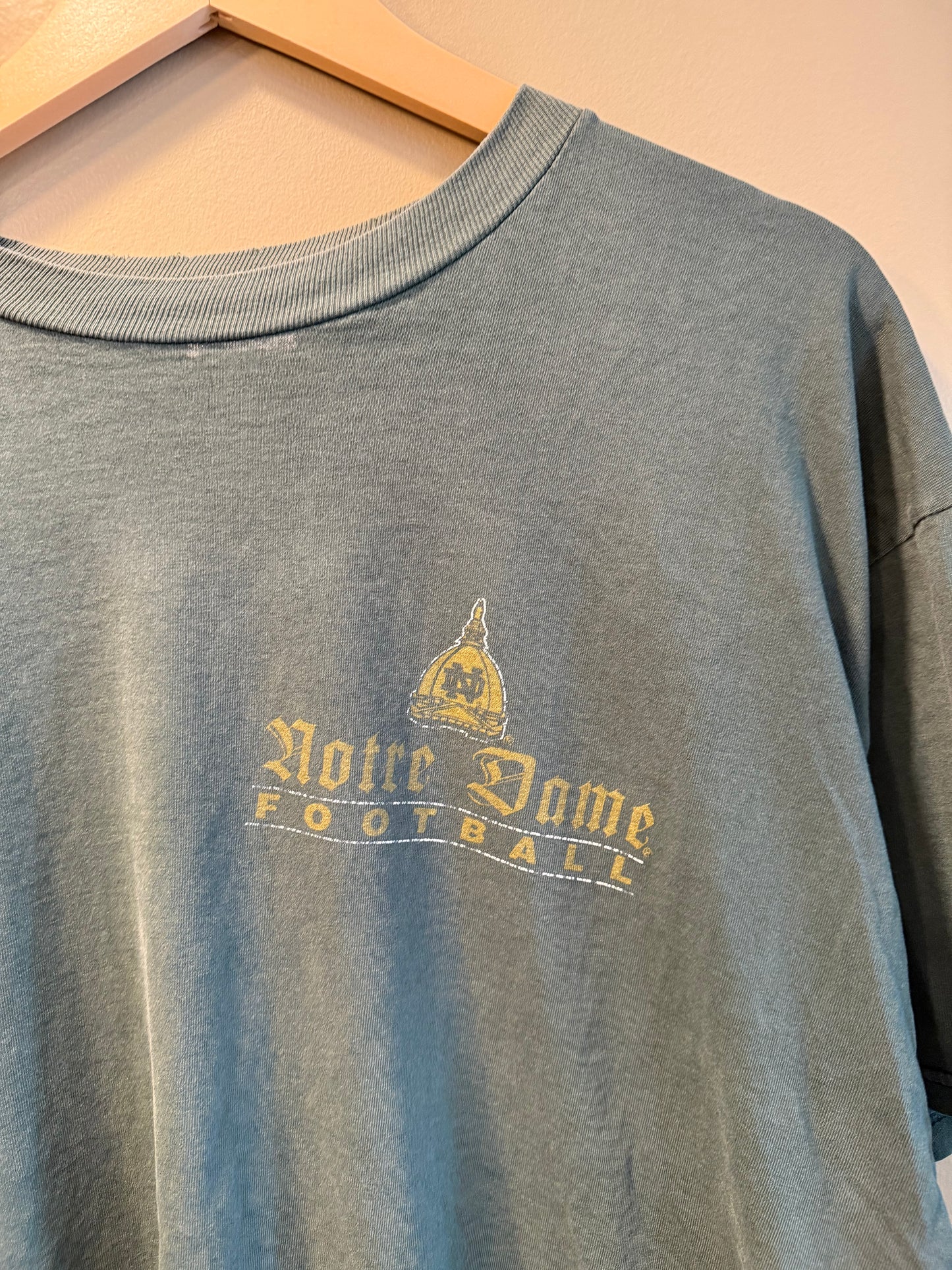Vintage University of Notre Dame Green Football T-Shirt- XL