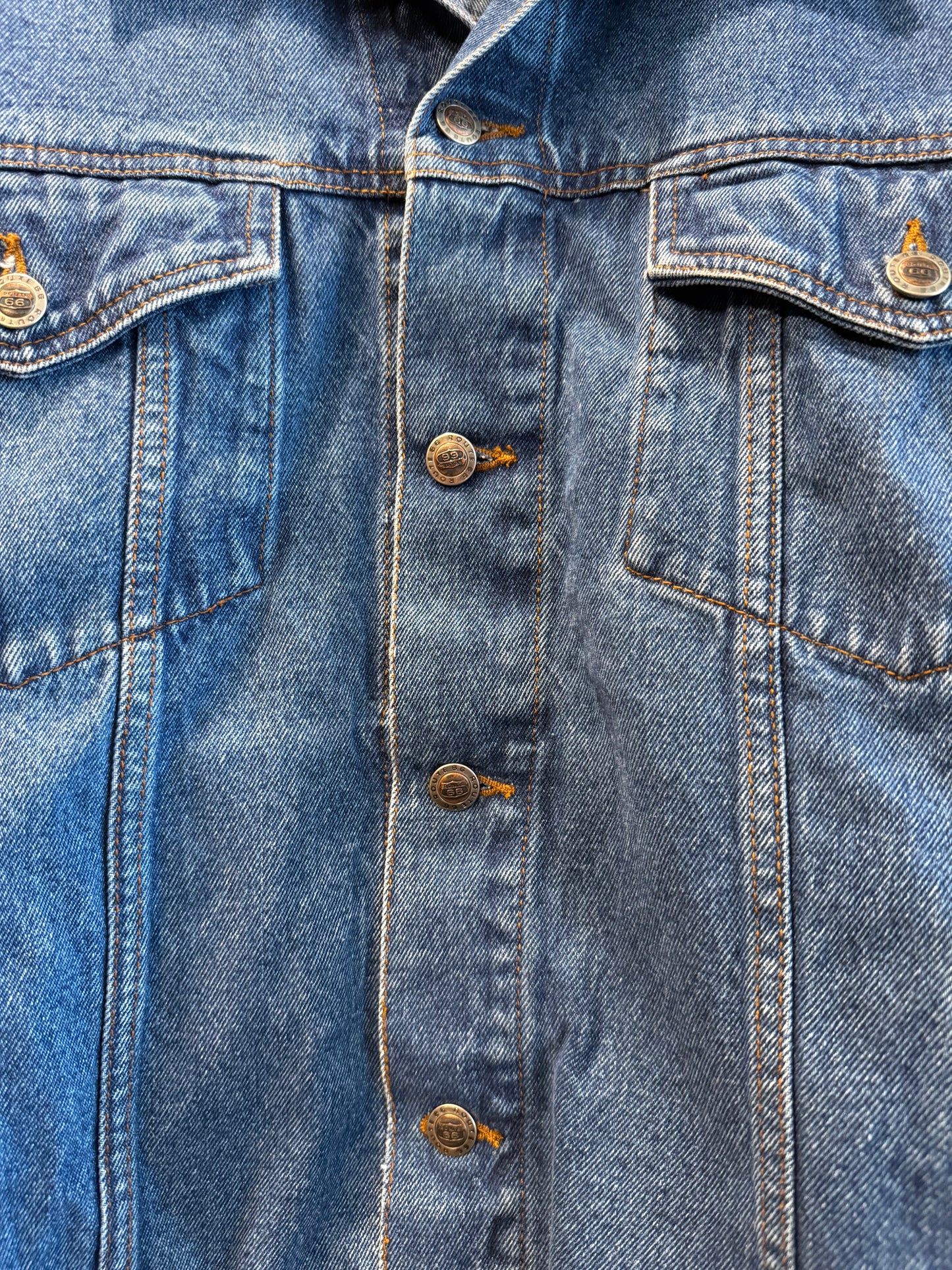Vintage Route 66 Dark Wash Denim Jacket- L